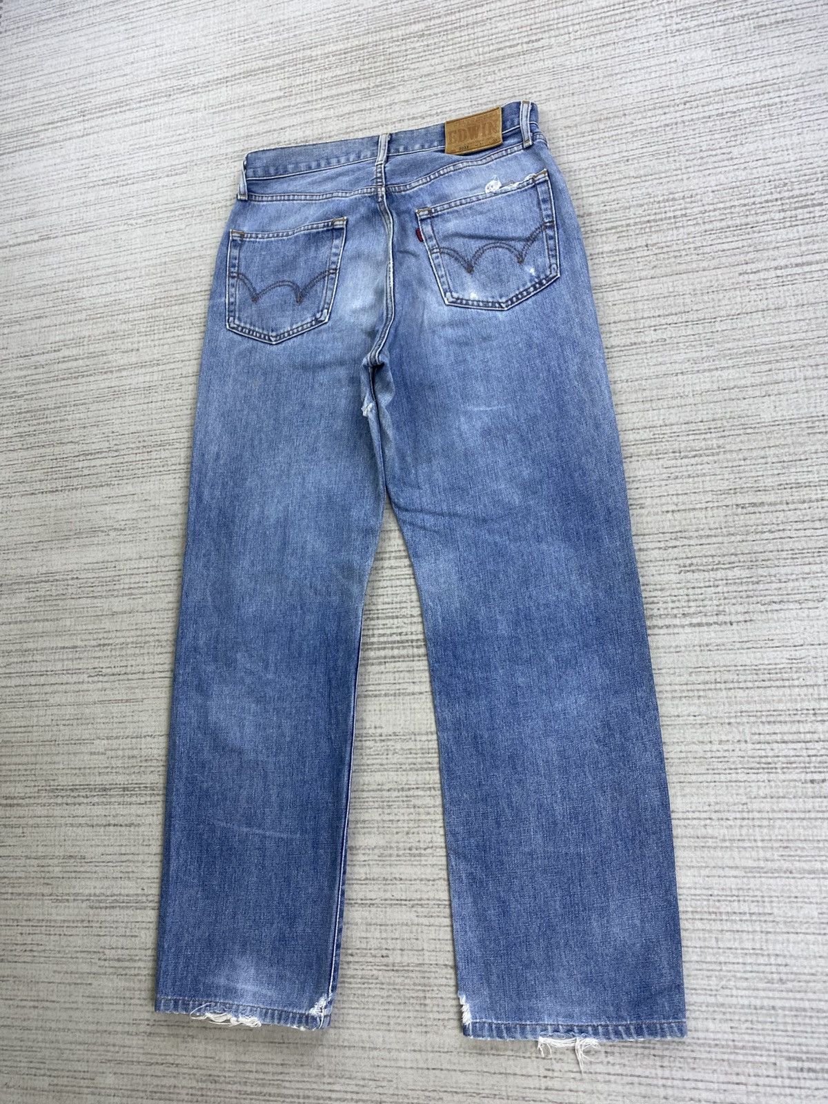 Edwin Vintage Edwin 503 Denim Blue Distressed Denim Pants Size US 31 - 10 Thumbnail
