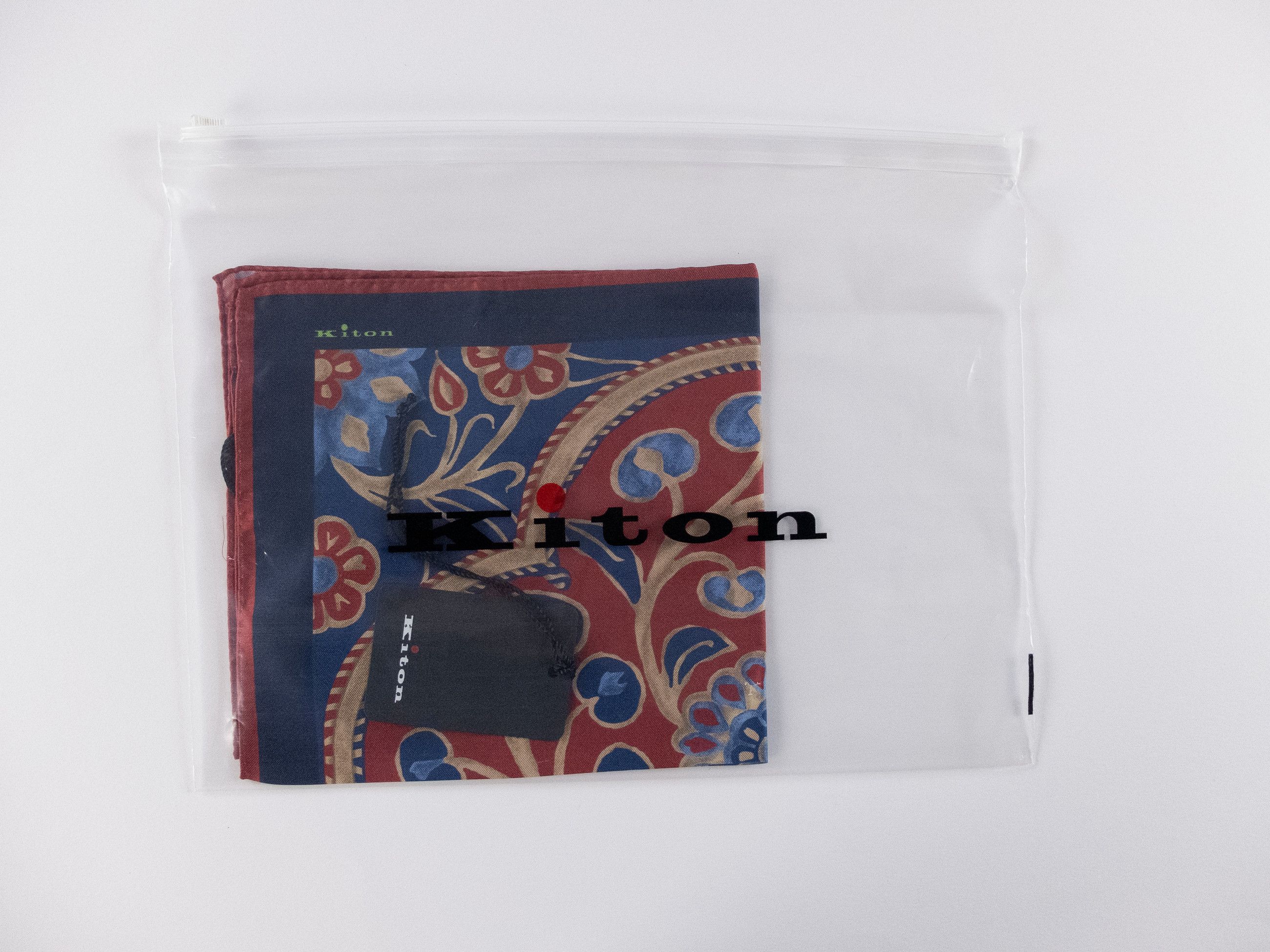 Kiton KITON Napoli navy blue & red floral print silk pocket square Size ONE SIZE - 4 Thumbnail