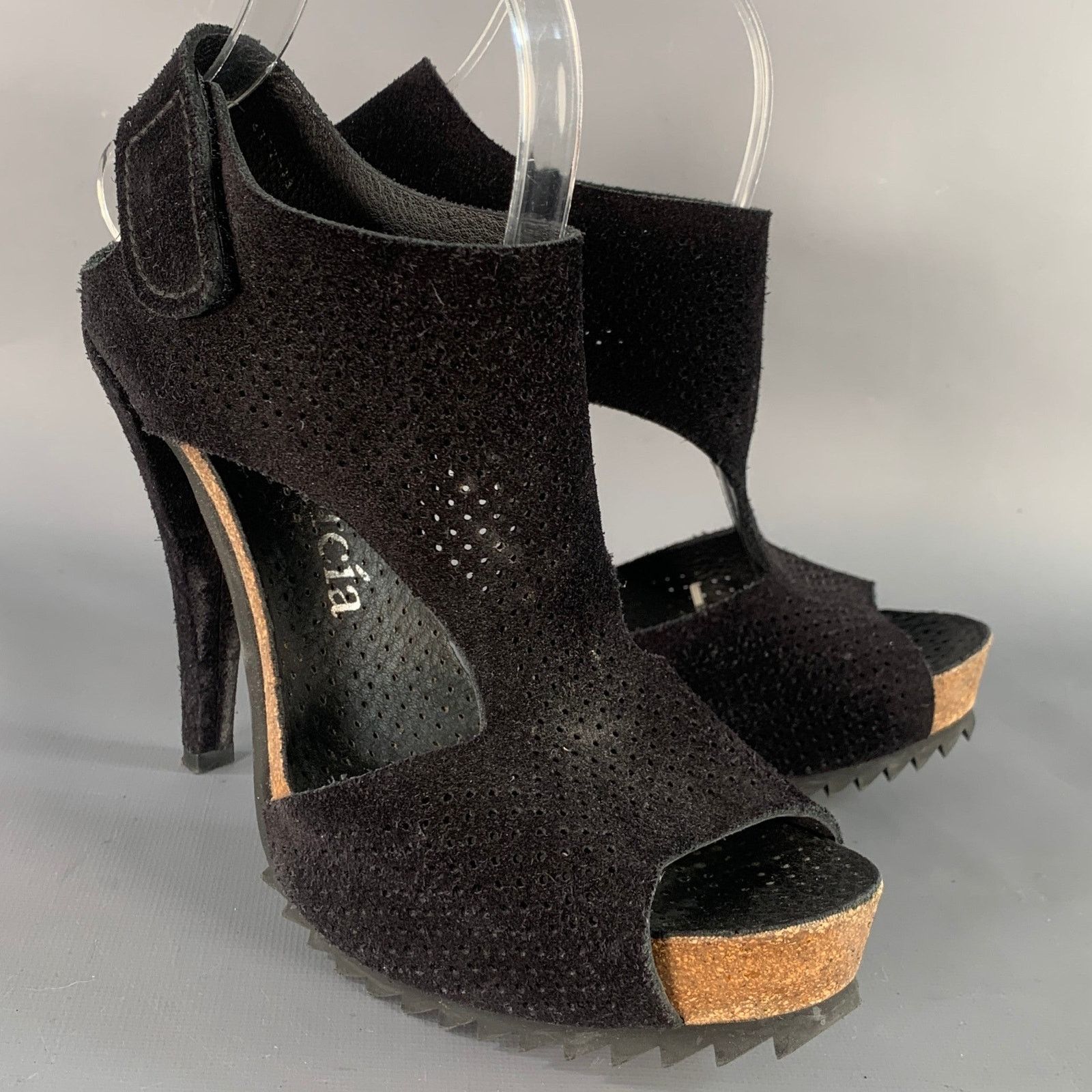 Pedro Garcia PEDRO GARCIA Size 9 Black Perforated Suede Platform Sandals Size US 9 / IT 39 - 1 Thumbnail