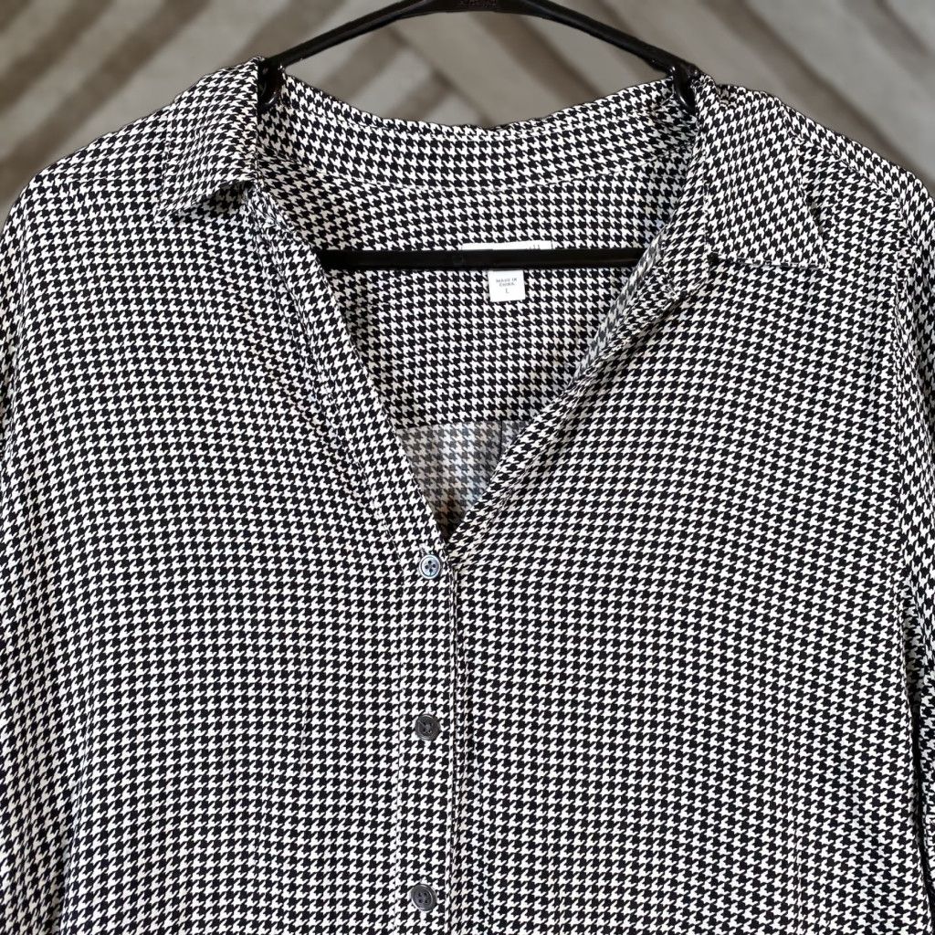 J. Jill J.Jill Blouse Black White Houndstooth Collared Button Down Long Sleeve L Women’s Shirt Sleeve Classic/Fitted Casual Workwear Mens? Size L / US 10 / IT 46 - 1 Thumbnail
