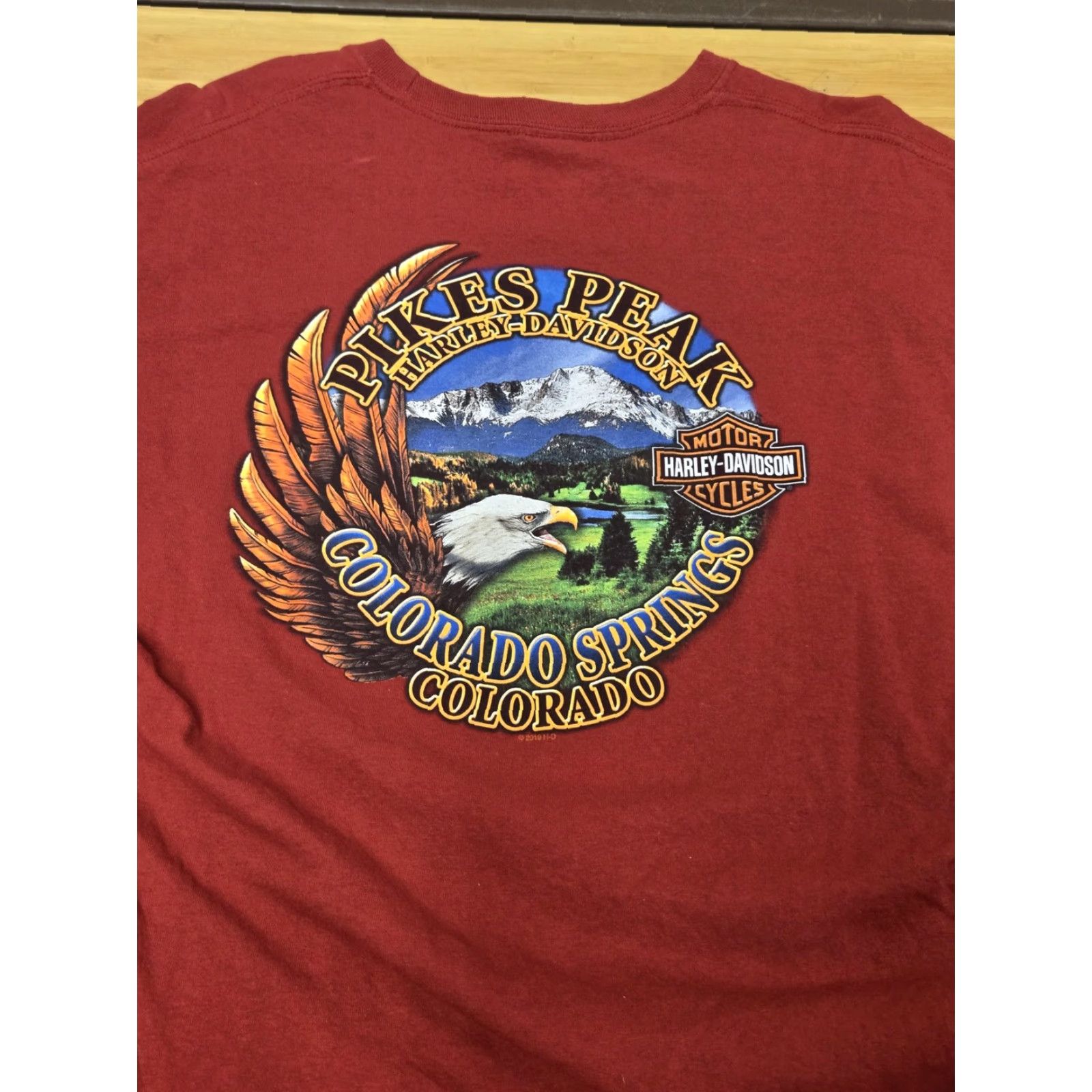 Harley Davidson Harley-Davidson Shirt Mens XL Red Long Sleeve Pikes Peak Colorado Springs Eagle Size US XL / EU 56 / 4 - 6 Thumbnail