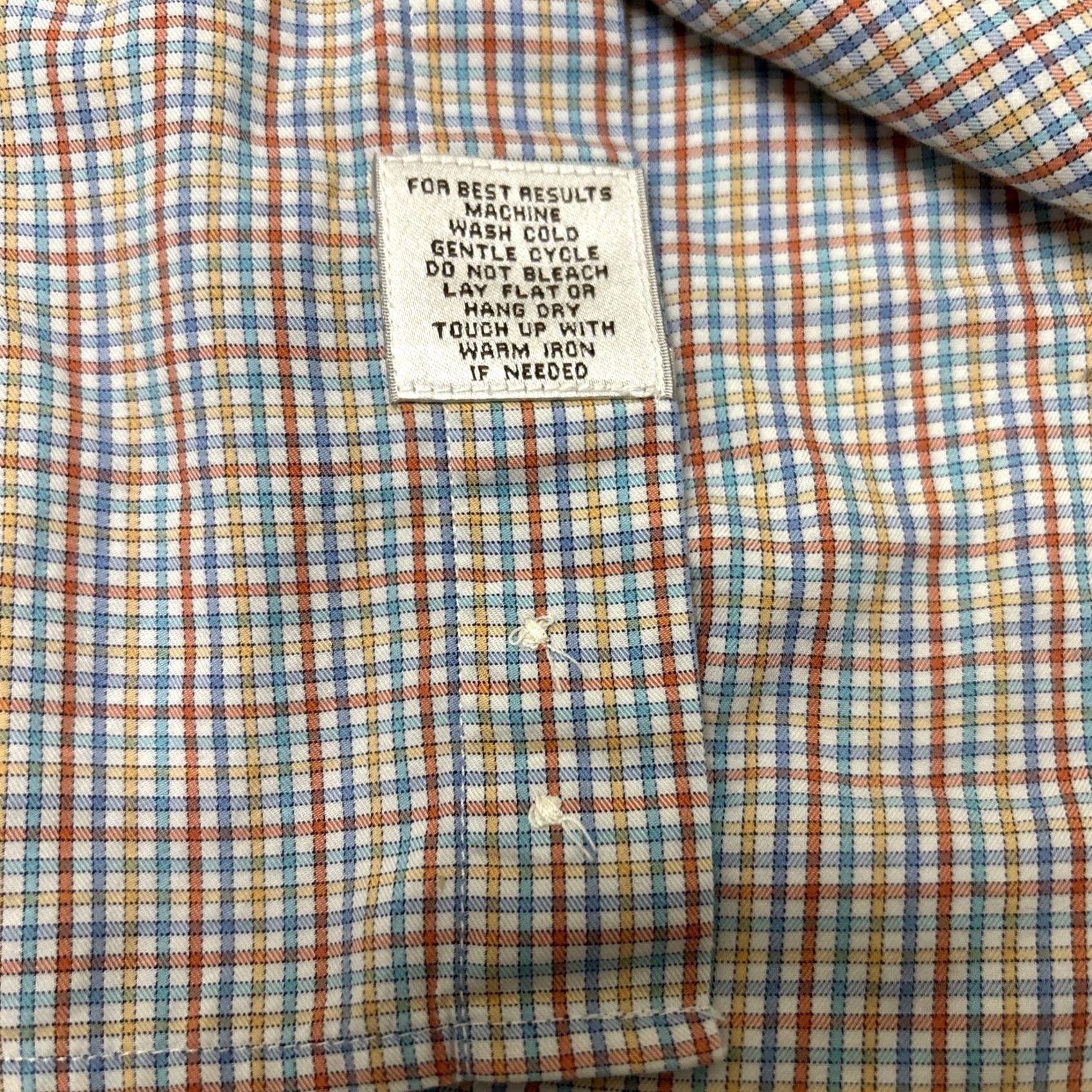 Peter Millar Peter Millar Mens L Red Blue Plaid Cotton Button-Down Short Sleeve Shirt Size US 33 - 5 Thumbnail