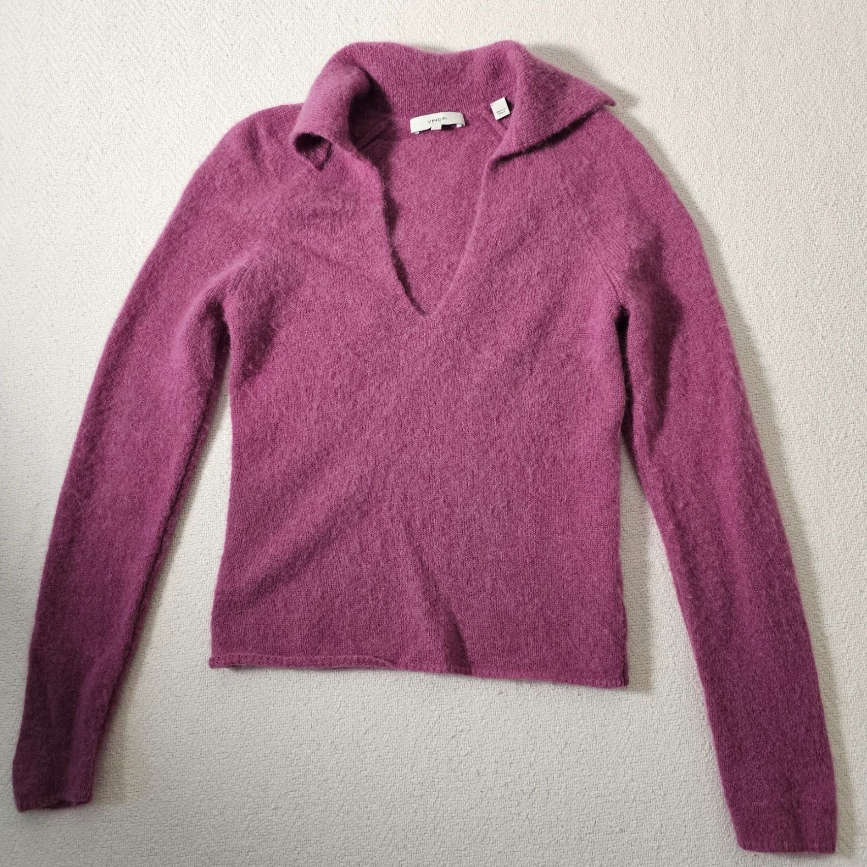 Vince Vince Women's Sweater Collared Long Sleeve Purple Alpaca Blend XS Womens Size XS / US 0-2 / IT 36-38 - 5 Thumbnail