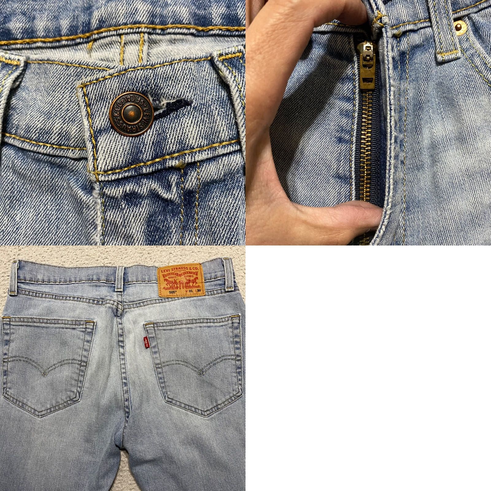Levi's Levi's 505 Jeans Mens 31x30 Blue Denim Medium Wash Straight Regular Mid Rise Size US 31 - 8 Thumbnail