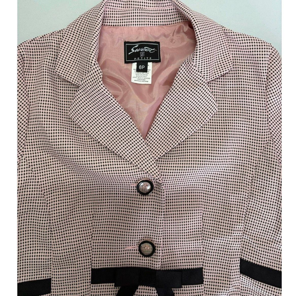 Vintage Pink Bow Polka Dot Short Sleeve Blazer Jacket Size 6 (P) 🎀✨ Size M / US 6-8 / IT 42-44 - 4 Thumbnail