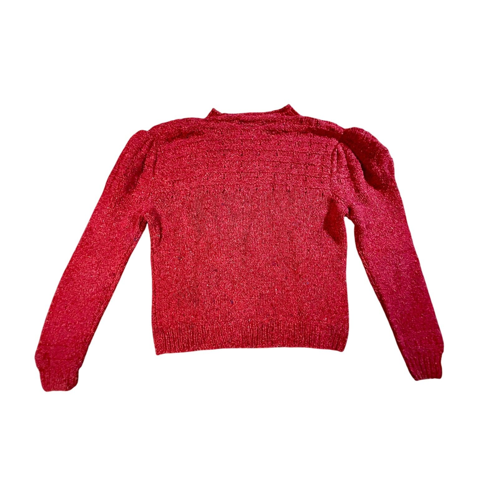Vintage Vintage Hand Knitted Red Sweater with Puff Sleeves Size M / US 6-8 / IT 42-44 - 1 Thumbnail