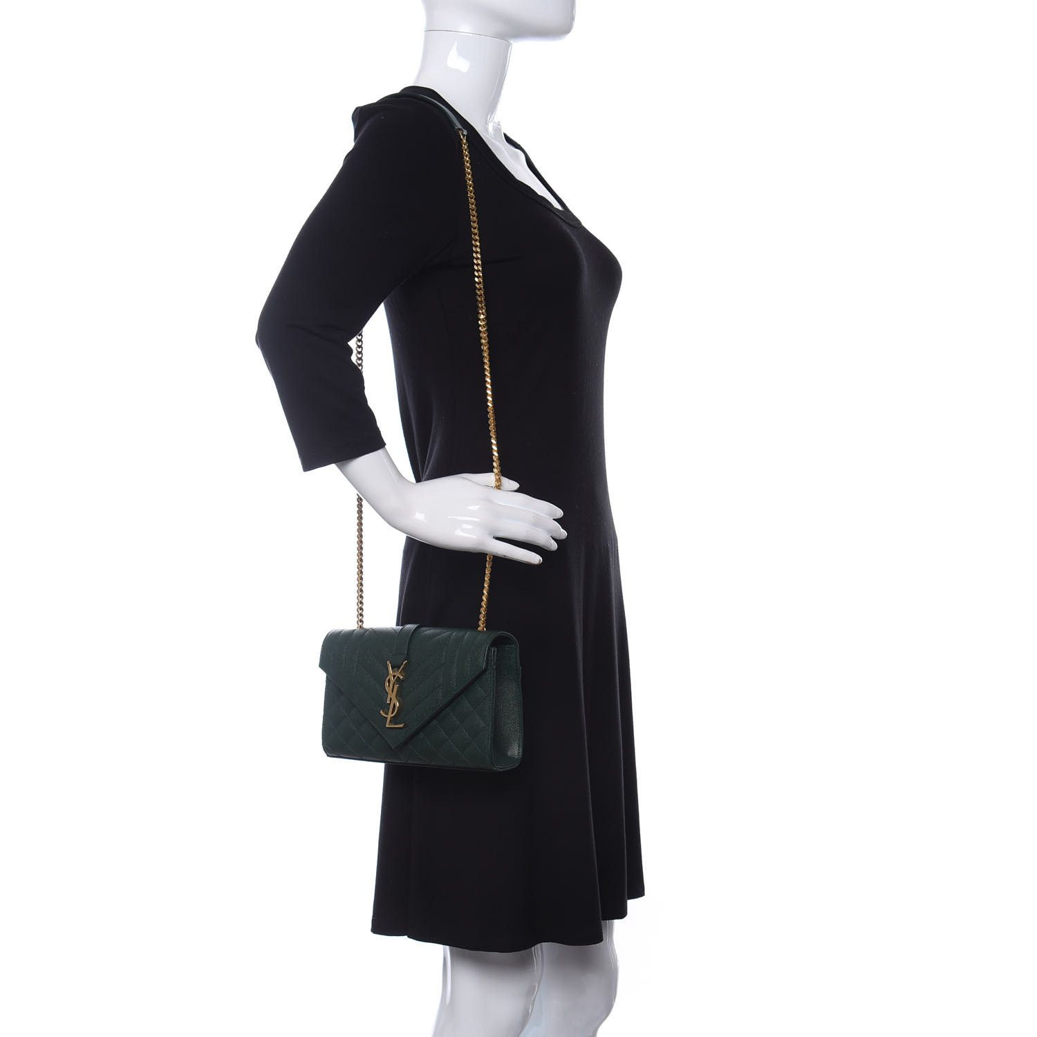 Saint Laurent Paris o1b1hav110724 Size: OS / Envelope Medium Bag in Dark Green Size ONE SIZE - 2 Thumbnail