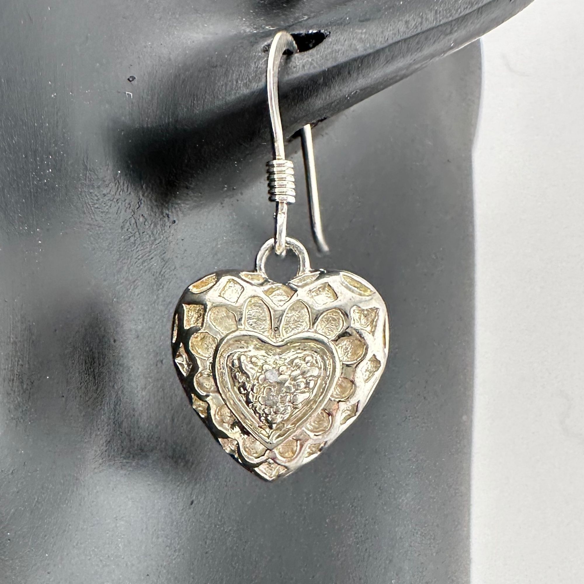 Other Sterling Silver Heart Dangle Earrings with Small Diamond Size ONE SIZE - 2 Thumbnail