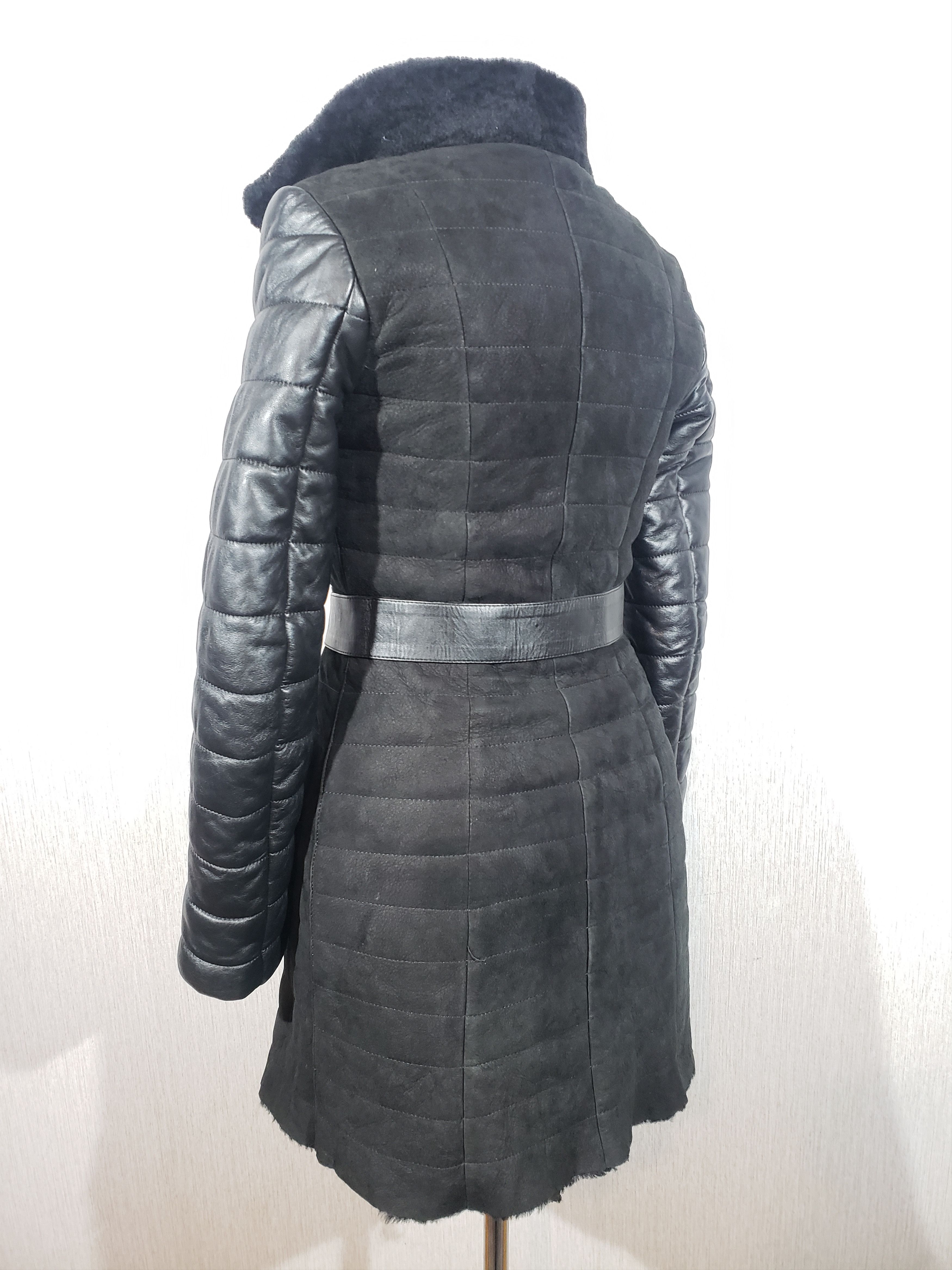 Other Stylish black sheepskin coat with leather sleeves. Size S / US 4 / IT 40 - 6 Thumbnail