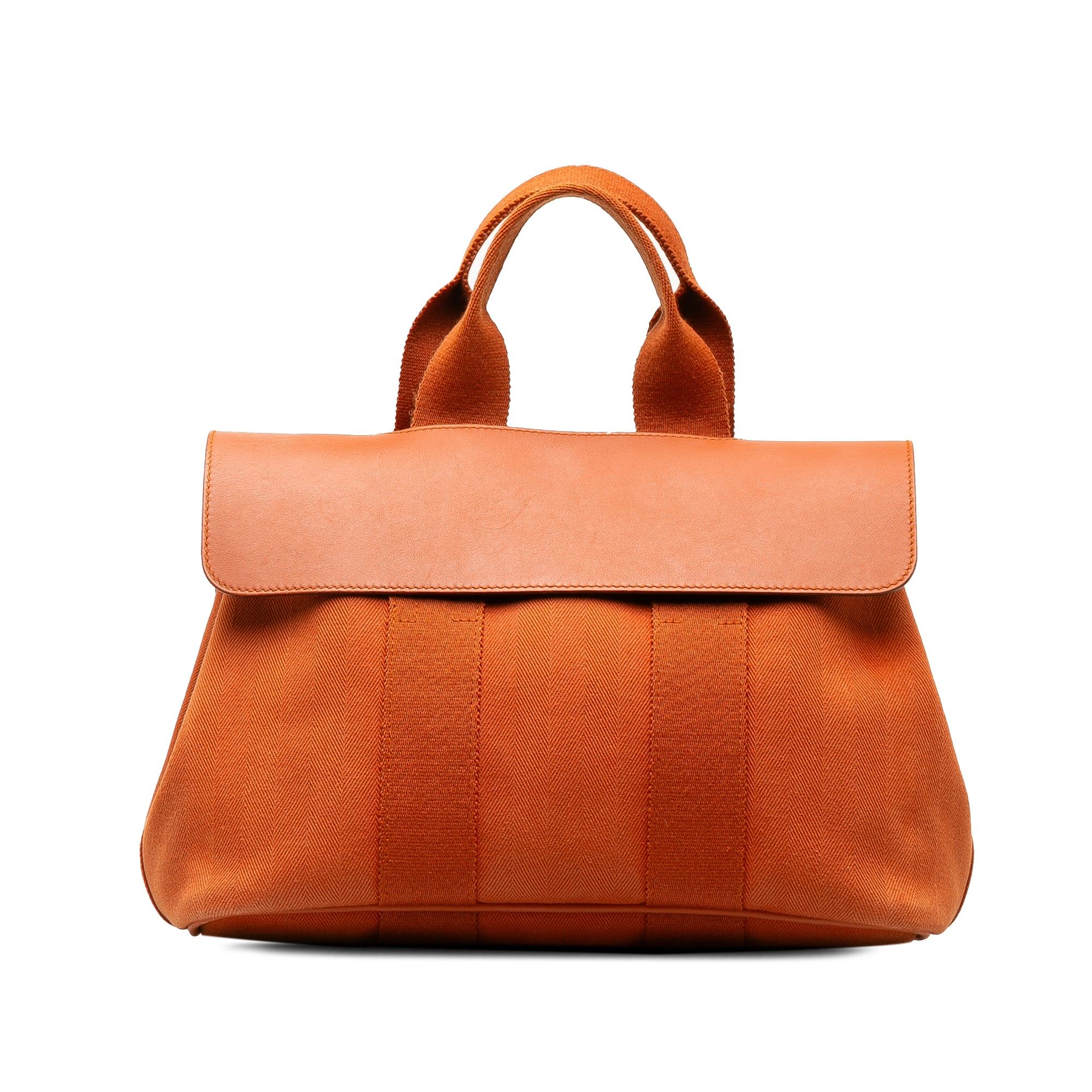 image of Hermes Toile And Swift Valparaiso Pm Handbag in Orange, Women's