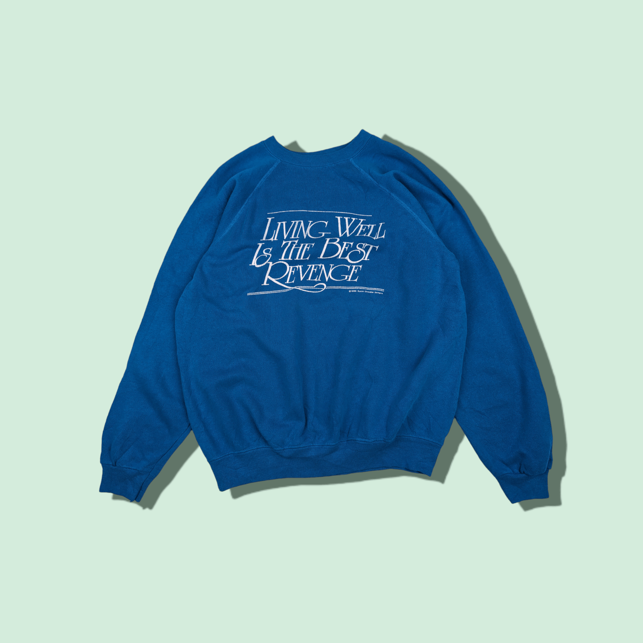 Hanes Vintage 80's 1986 HANES Living Well Revenge Sweatshirt Size US L / EU 52-54 / 3 - 1 Thumbnail