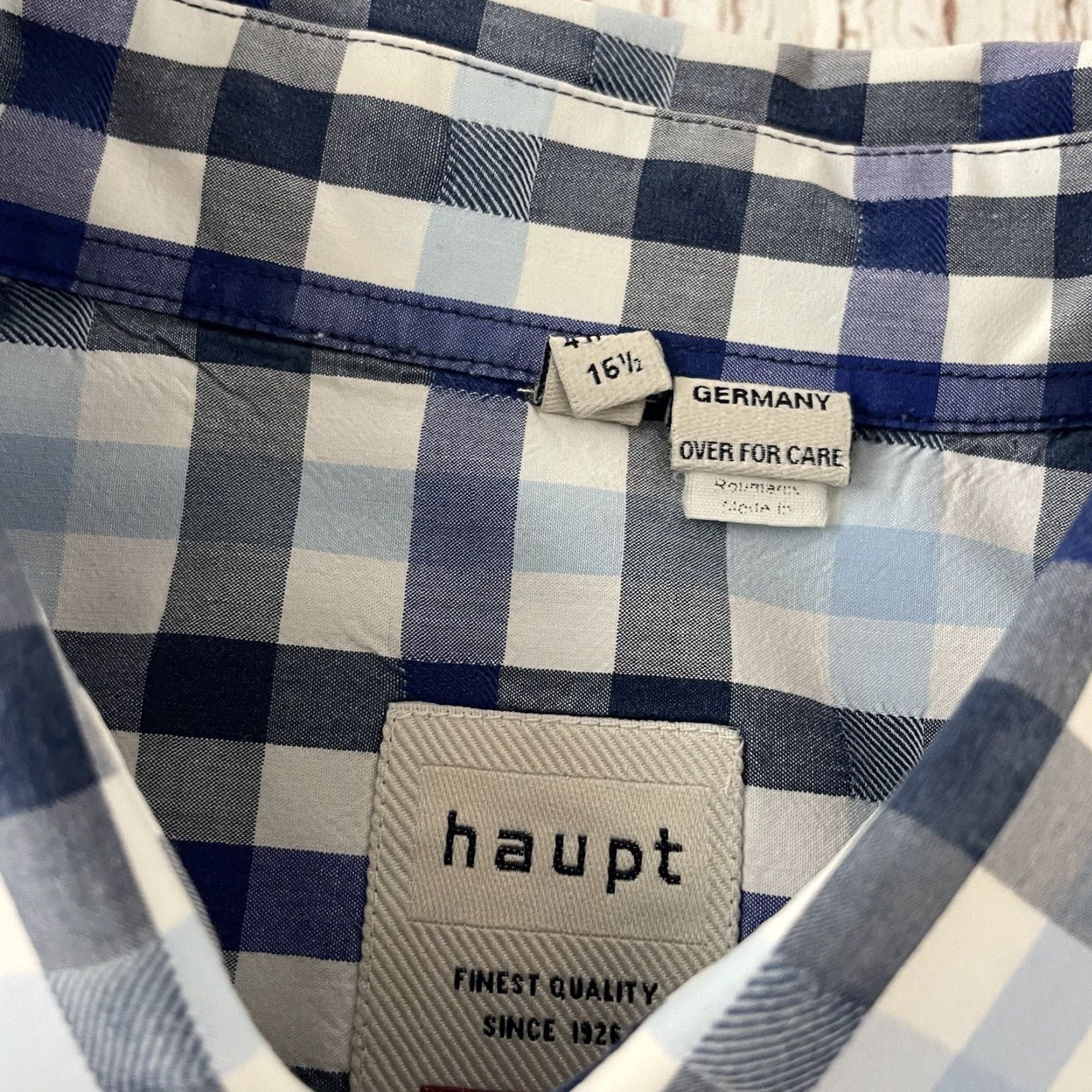 Vintage Haupt Plaid Long Sleeve Button Front Shirt Men's L White Blue Plaid Button-Up 90s - Mens Size US L / EU 52-54 / 3 - 2 Thumbnail