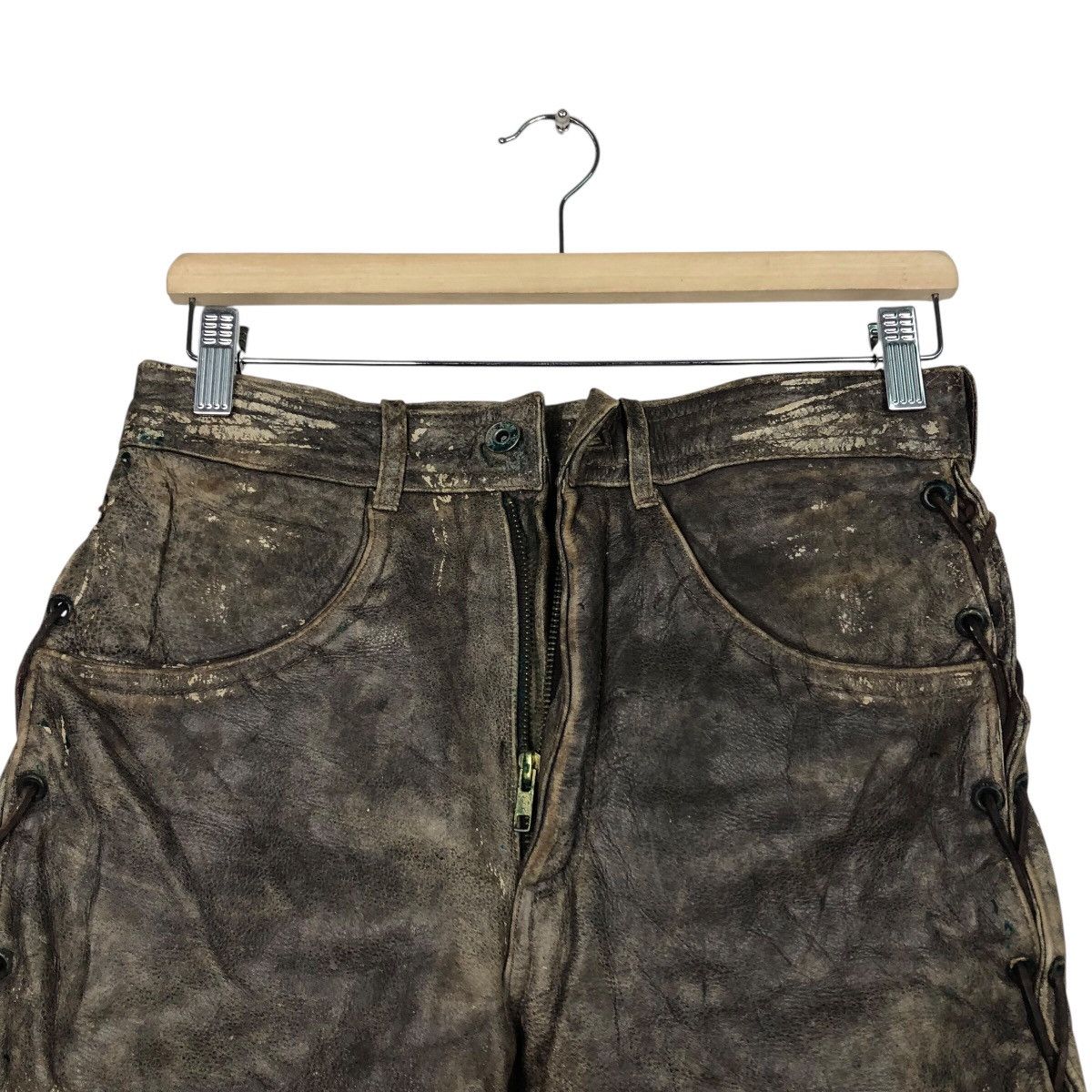 Genuine Leather 📌Vintage Leather Biker Pants Pantera Cowboy Issey Miyake Size US 30 / EU 46 - 14 Thumbnail