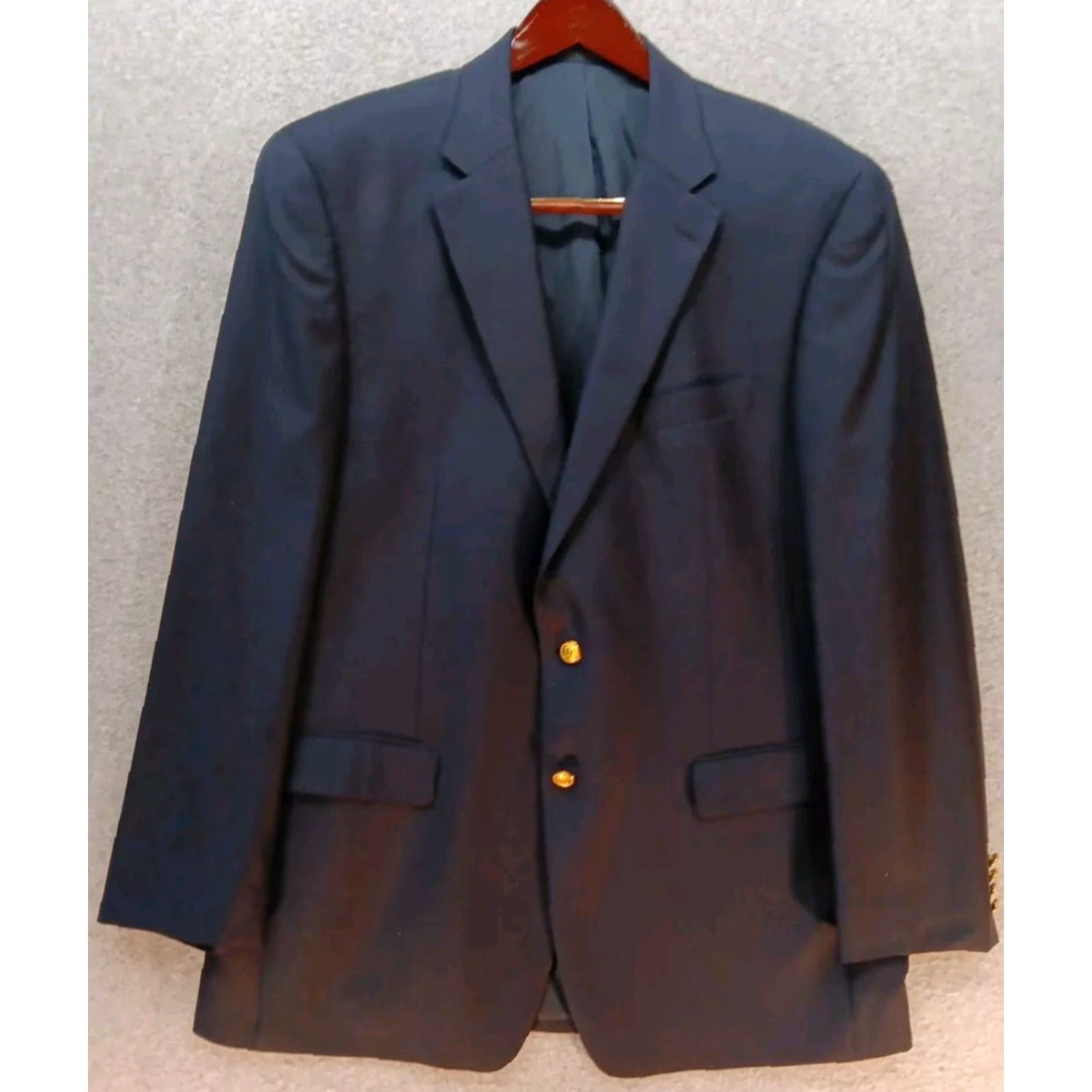Ralph Lauren Lauren Ralph Lauren Sport Jacket Mens 44L Navy Blue Wool Blazer Gold Button Size 44R - 2 Thumbnail