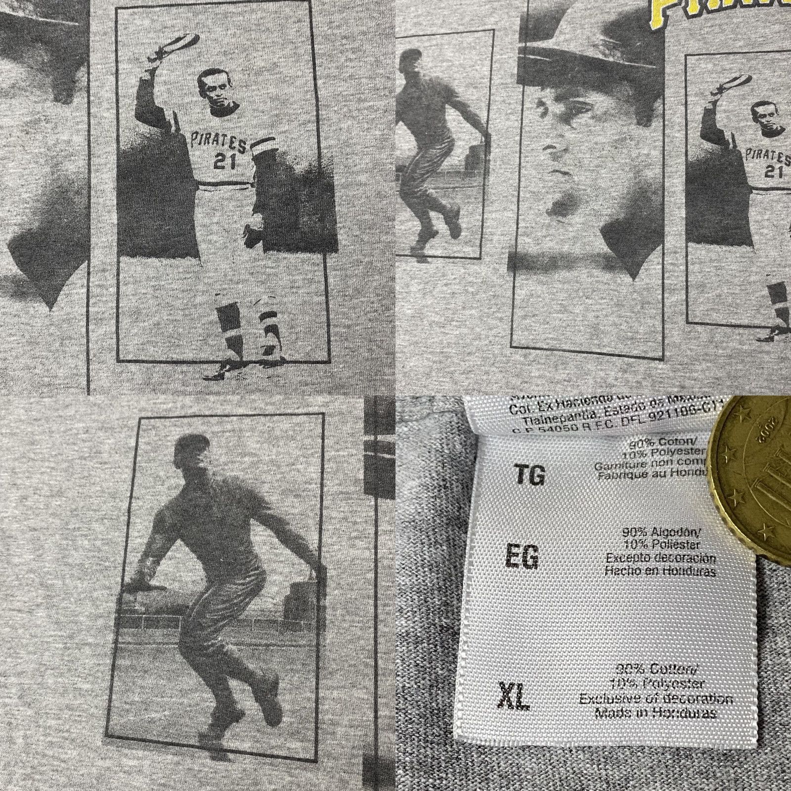 Fruit Of The Loom VINTAGE 90’s T Shirt XL Pirates MLB Roberto Clemente Baseball Fruit of the Loom Gray Men Short Sleeve Crew Neck Regular Size US XL / EU 56 / 4 - 8 Thumbnail