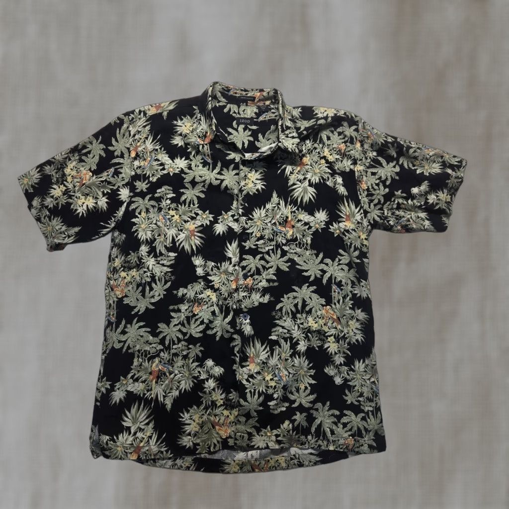 Izod IZOD GOLF Hawaiian Shirt Black Floral Print Button-Up Adult Men's Large Size US L / EU 52-54 / 3 - 1 Thumbnail