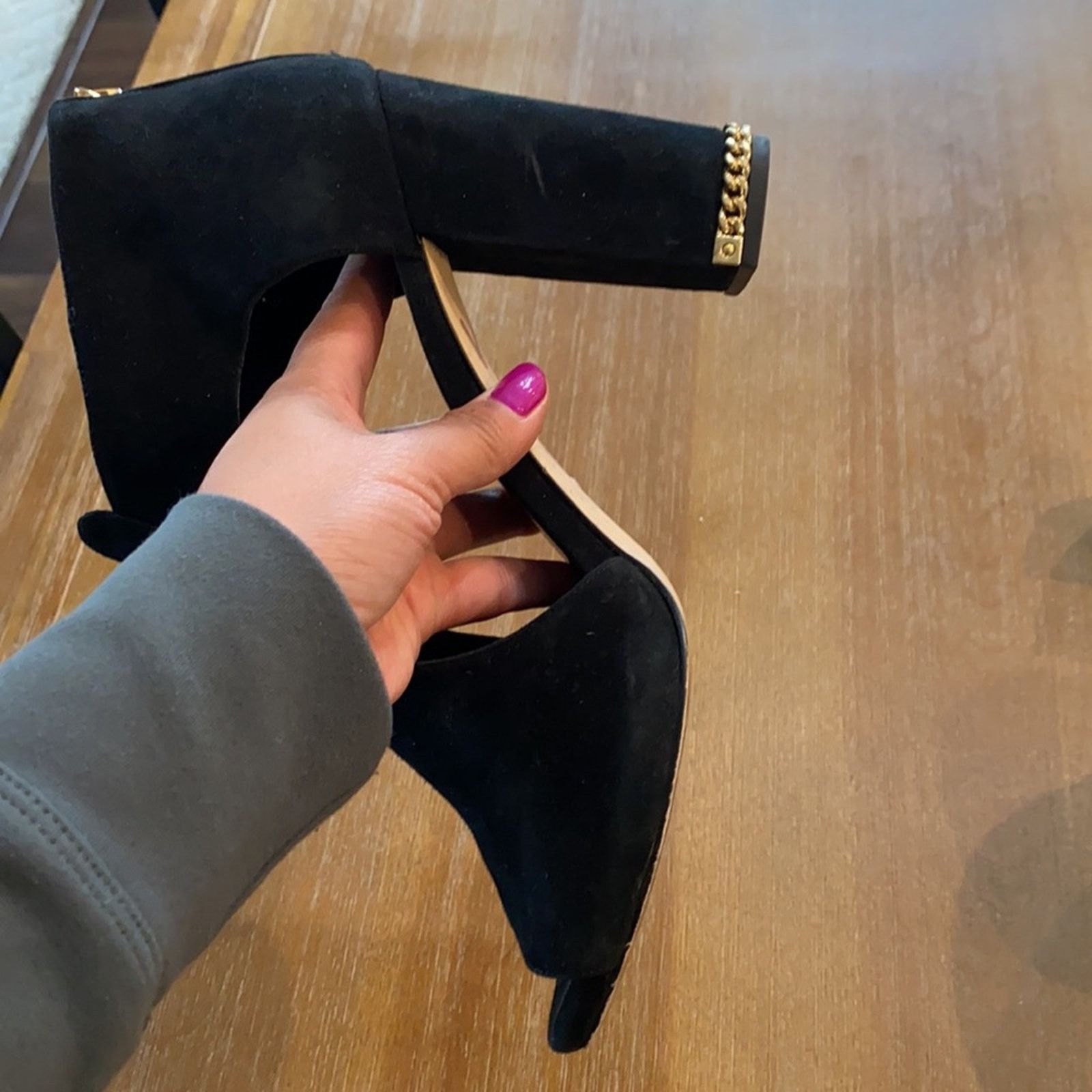 Michael Kors Michael Kors Sabrina block heel suede gold accents open toe Size US 9.5 / IT 39.5 - 12 Thumbnail