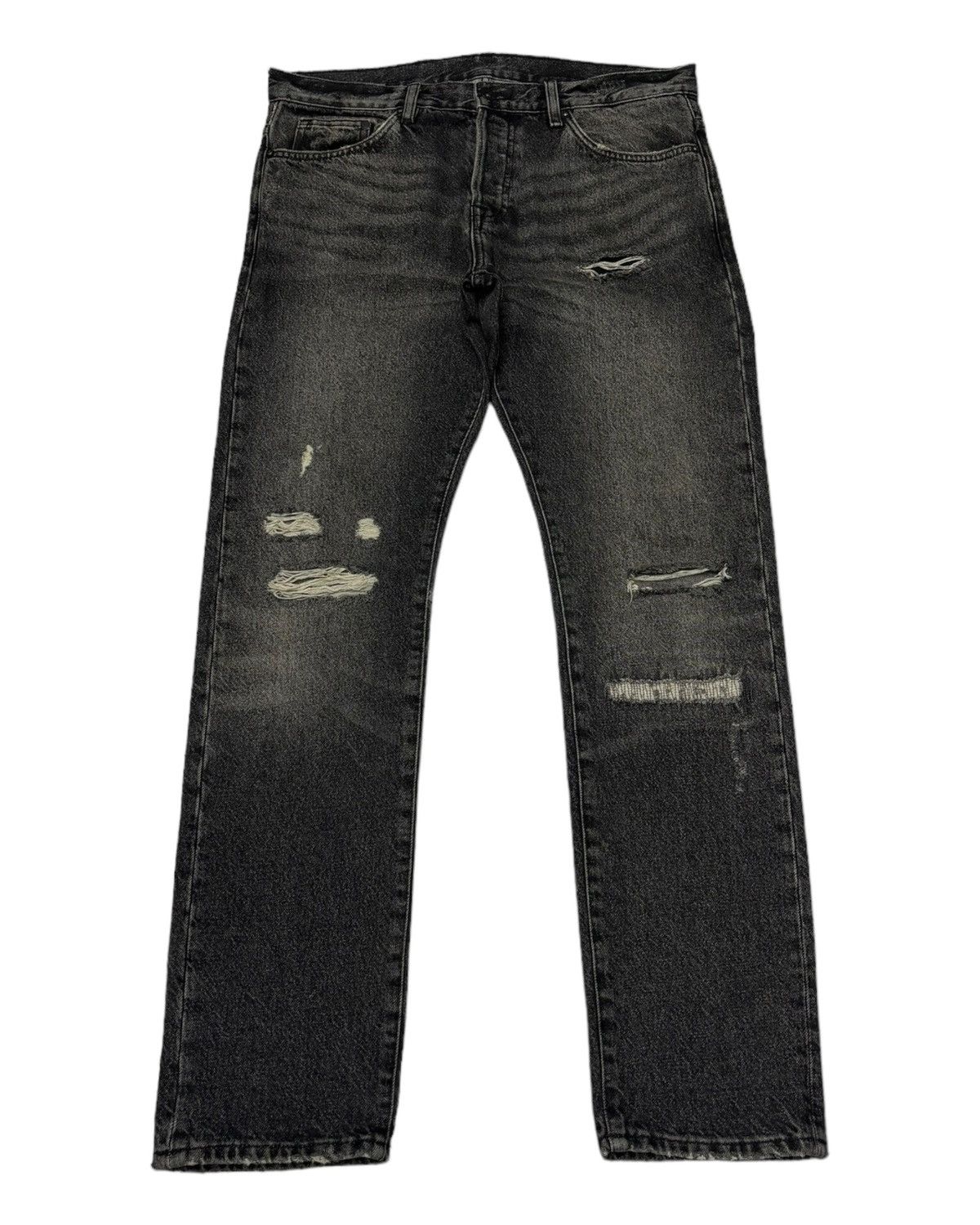 If Six Was Nine Vintage &Denim Charcoal Black Distressed Denim Jeans Size US 34 / EU 50 - 1 Thumbnail