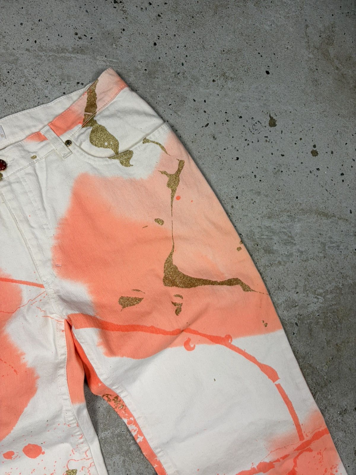 Roberto Cavalli SS 2001 Roberto Cavalli Gold Splash Painter Bootcut Pants Size 32" / US 10 / IT 46 - 9 Thumbnail