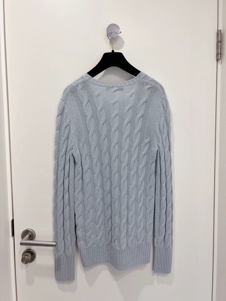 Loro Piana Loro Piana Smog blue hemp knitted small cashmere V-neck cas Size M / US 6-8 / IT 42-44 - 2 Thumbnail