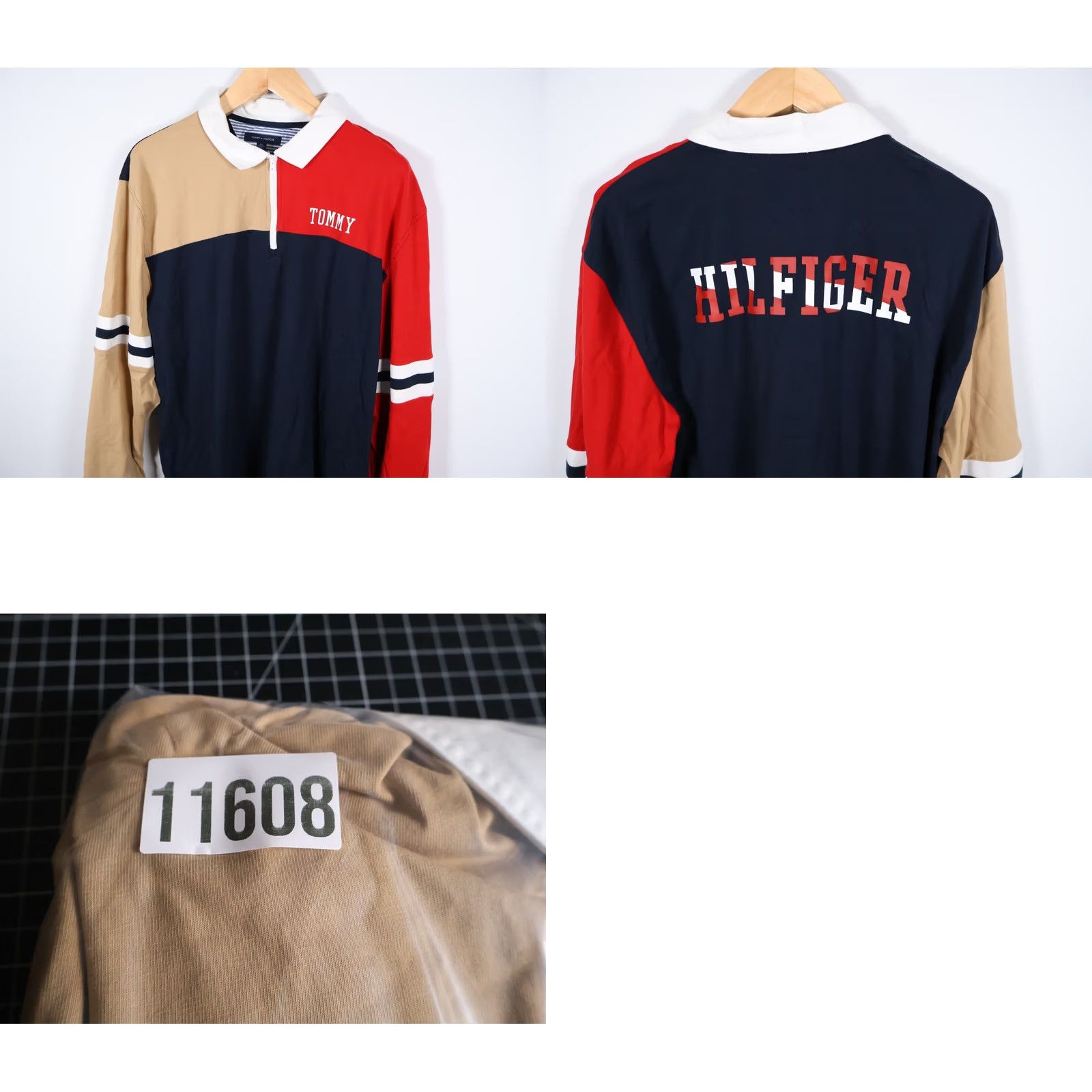 Tommy Hilfiger Tommy Hilfiger Rugby Polo Shirt Men's 2XL Blue Red Beige 1/4 Zip Long Sleeve Size US XXL / EU 58 / 5 - 9 Thumbnail