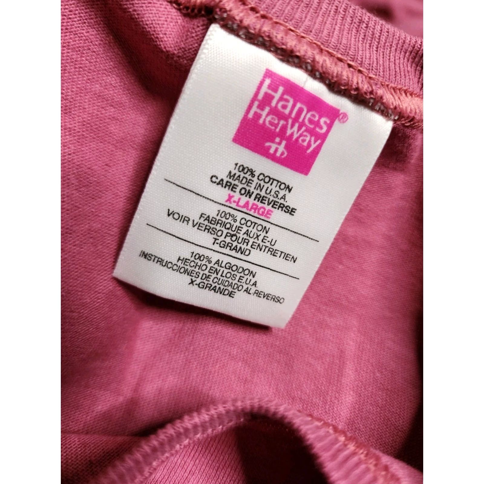 Hanes VINTAGE Hanes Her Way Shirt Womens XL Pink Graphic 90s Y2K Crew Neck Short Sleeve 100% Cotton Size XL / US 12-14 / IT 48-50 - 5 Thumbnail