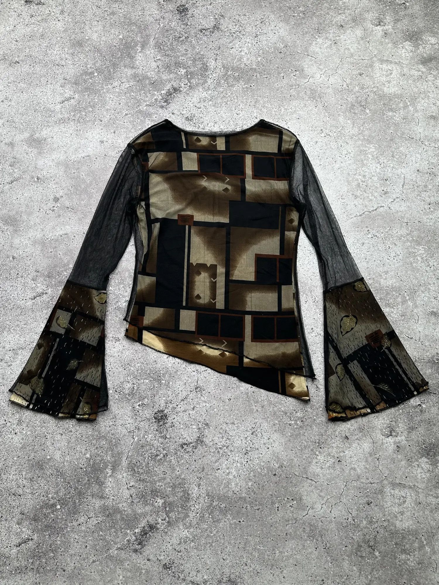 Vintage Vintage Assymetry Mesh Details Blouse C244(V627) Size M / US 6-8 / IT 42-44 - 5 Thumbnail