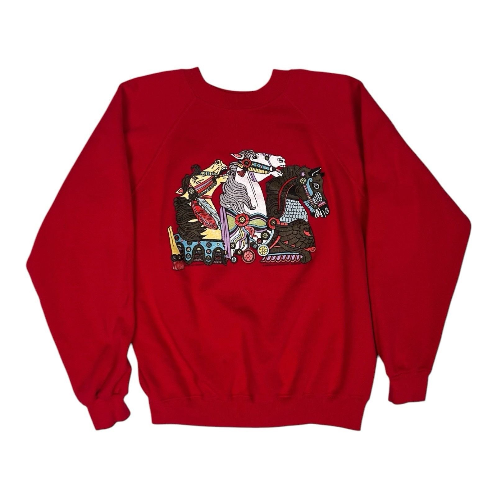 Hanes Vintage American Carousel Museum Raglan Sweatshirt 80's Hors Size L / US 10 / IT 46 - 1 Thumbnail