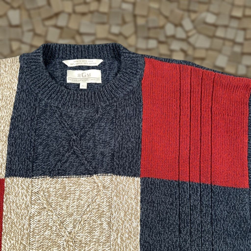 Vintage VINTAGE Patchwork Sweater Nike? Size US L / EU 52-54 / 3 - 1 Thumbnail