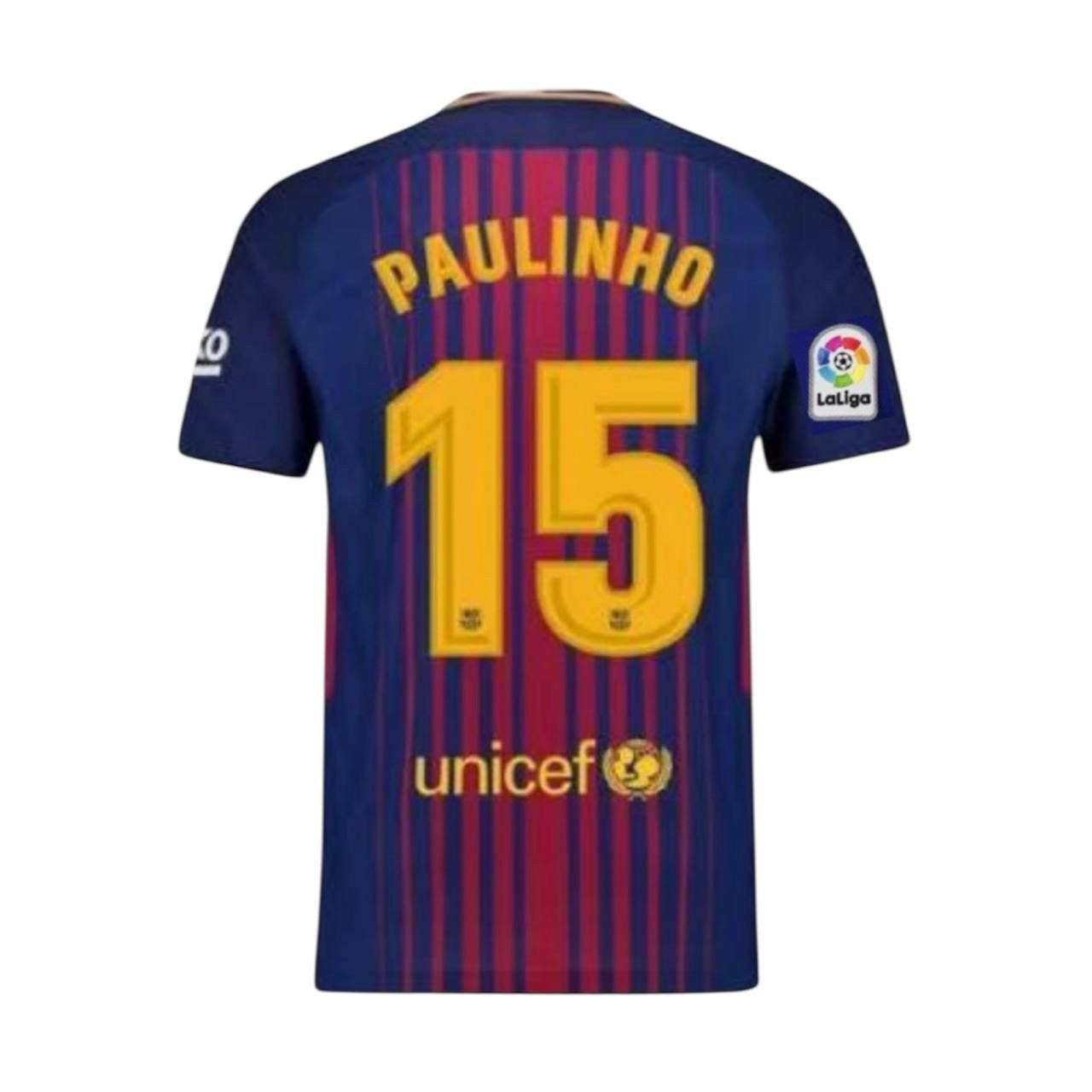 Nike 2017/18 BARCELONA FC #15 PAULINHO HOME SOCCER JERSEY SHIRT S Size US S / EU 44-46 / 1 - 1 Thumbnail