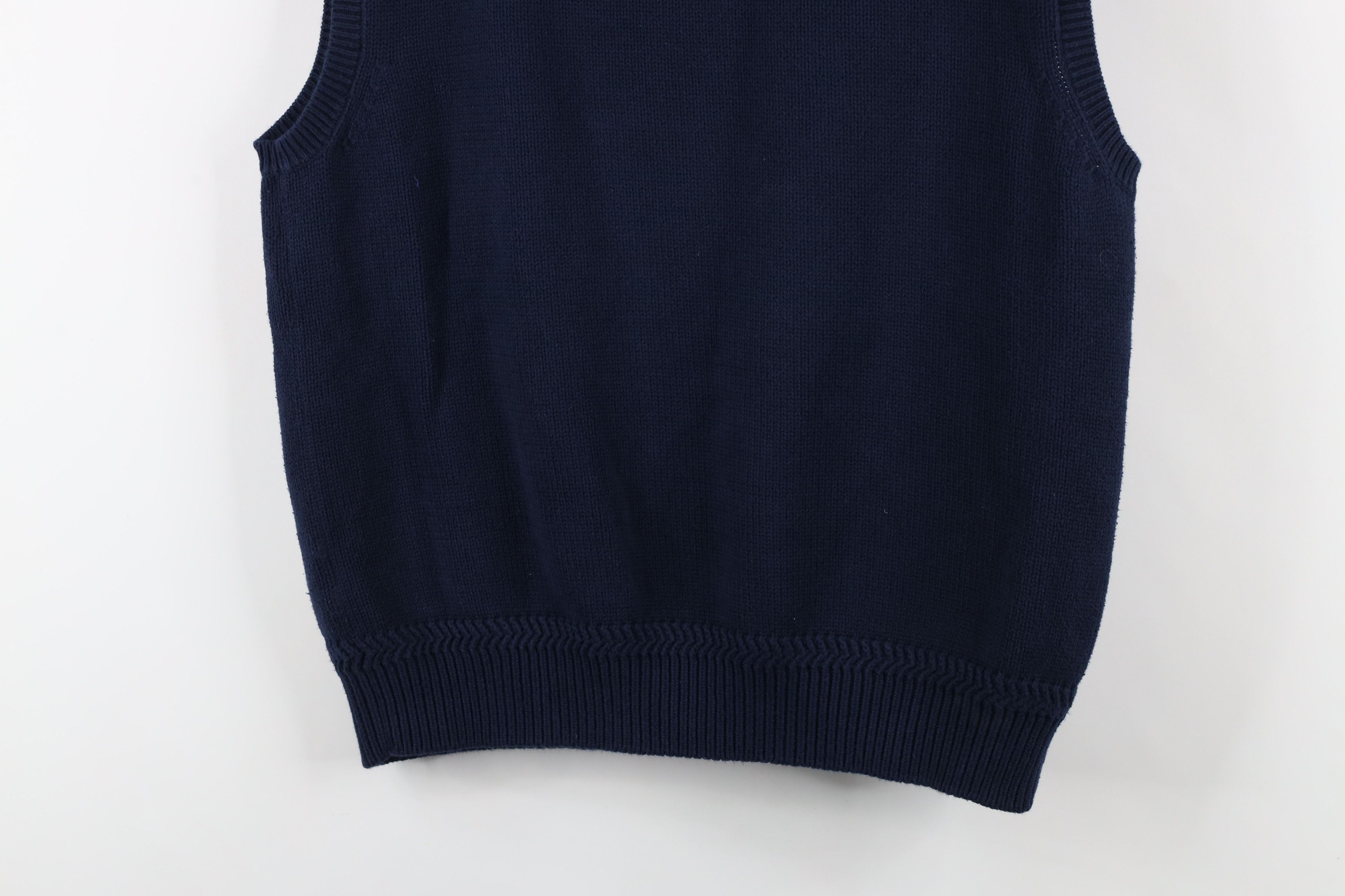 Nautica × Vintage Vintage 90s Nautica Cotton Knit Sweater Vest Navy Blue Size US L / EU 52-54 / 3 - 8 Thumbnail