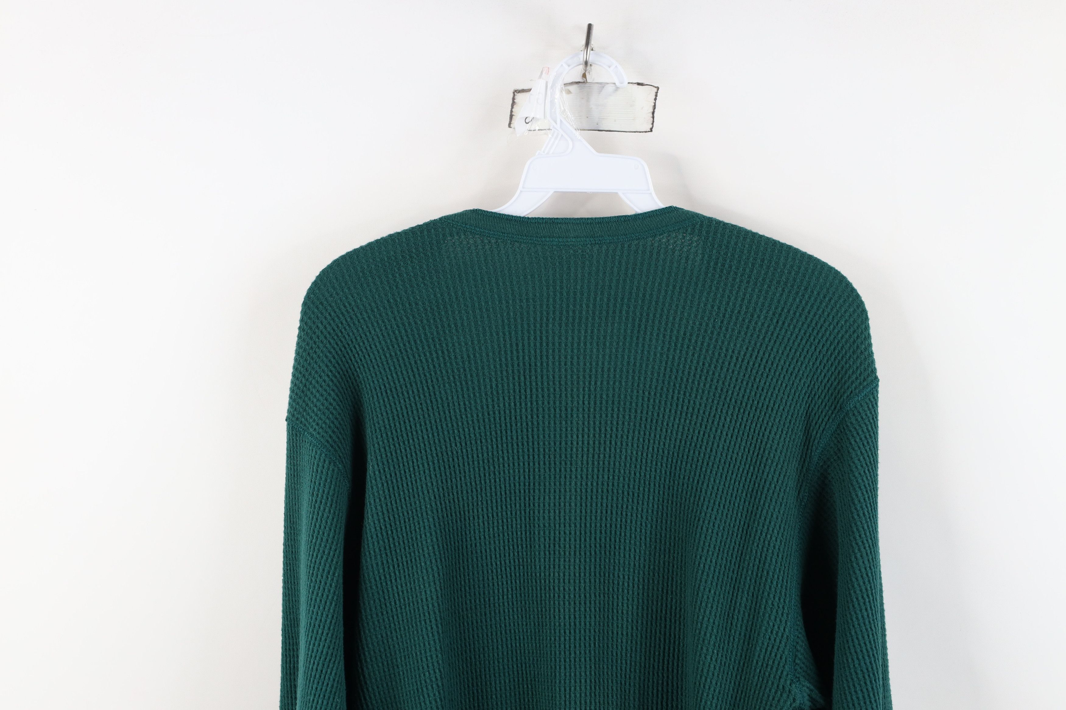 Vintage Vintage 90s Streetwear Waffle Knit Henley T-Shirt Green USA Size US XL / EU 56 / 4 - 10 Thumbnail