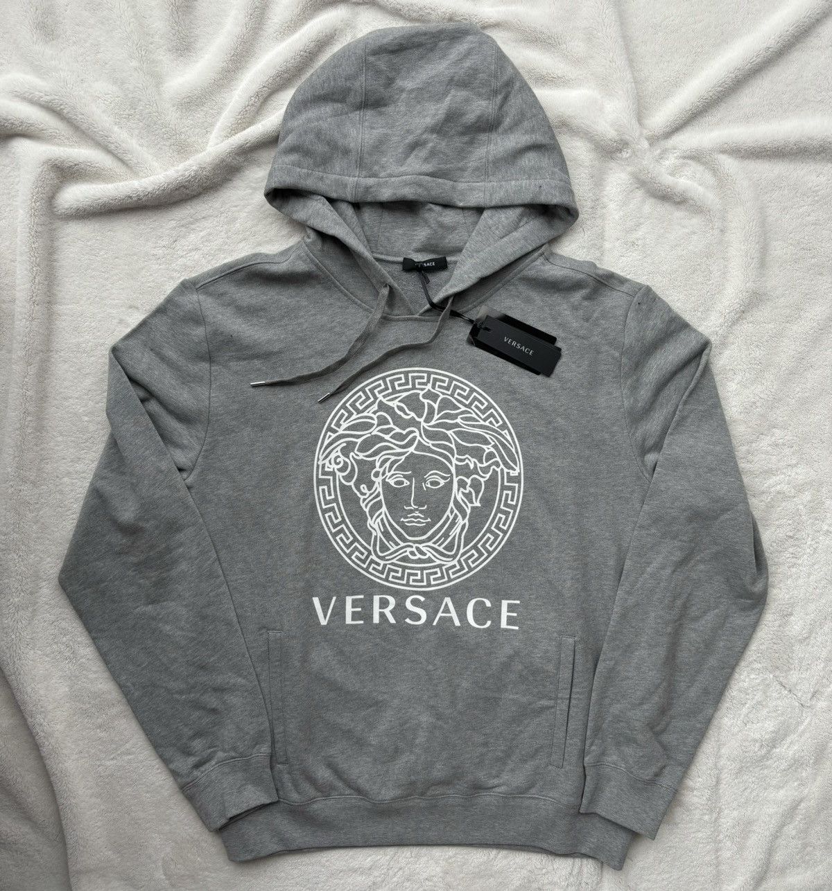 Versace Grey Medusa Head Logo Hoodie