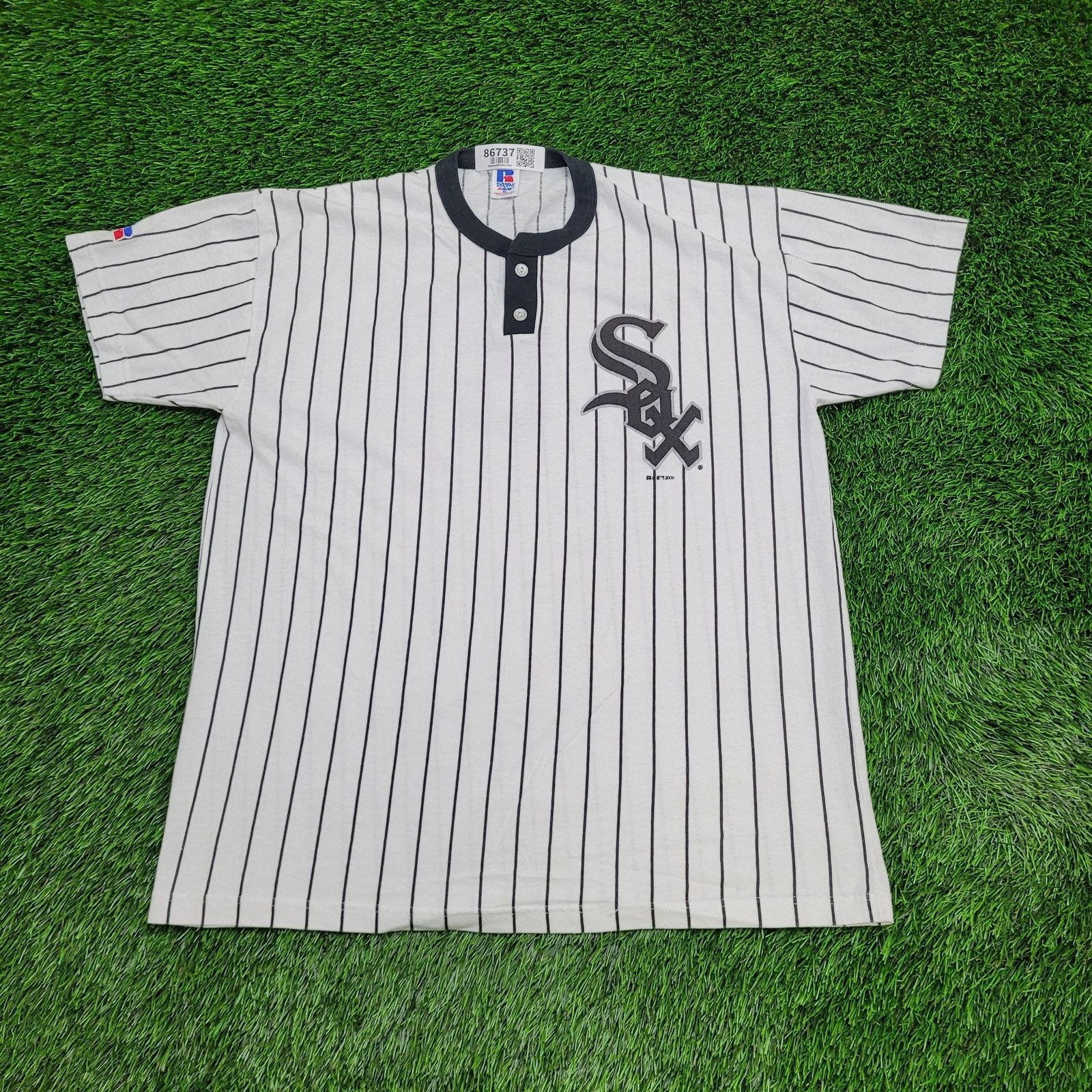 Russell Athletic Vintage Chicago White-Sox Henley Shirt XL 23x29 Striped Size US XL / EU 56 / 4 - 1 Thumbnail