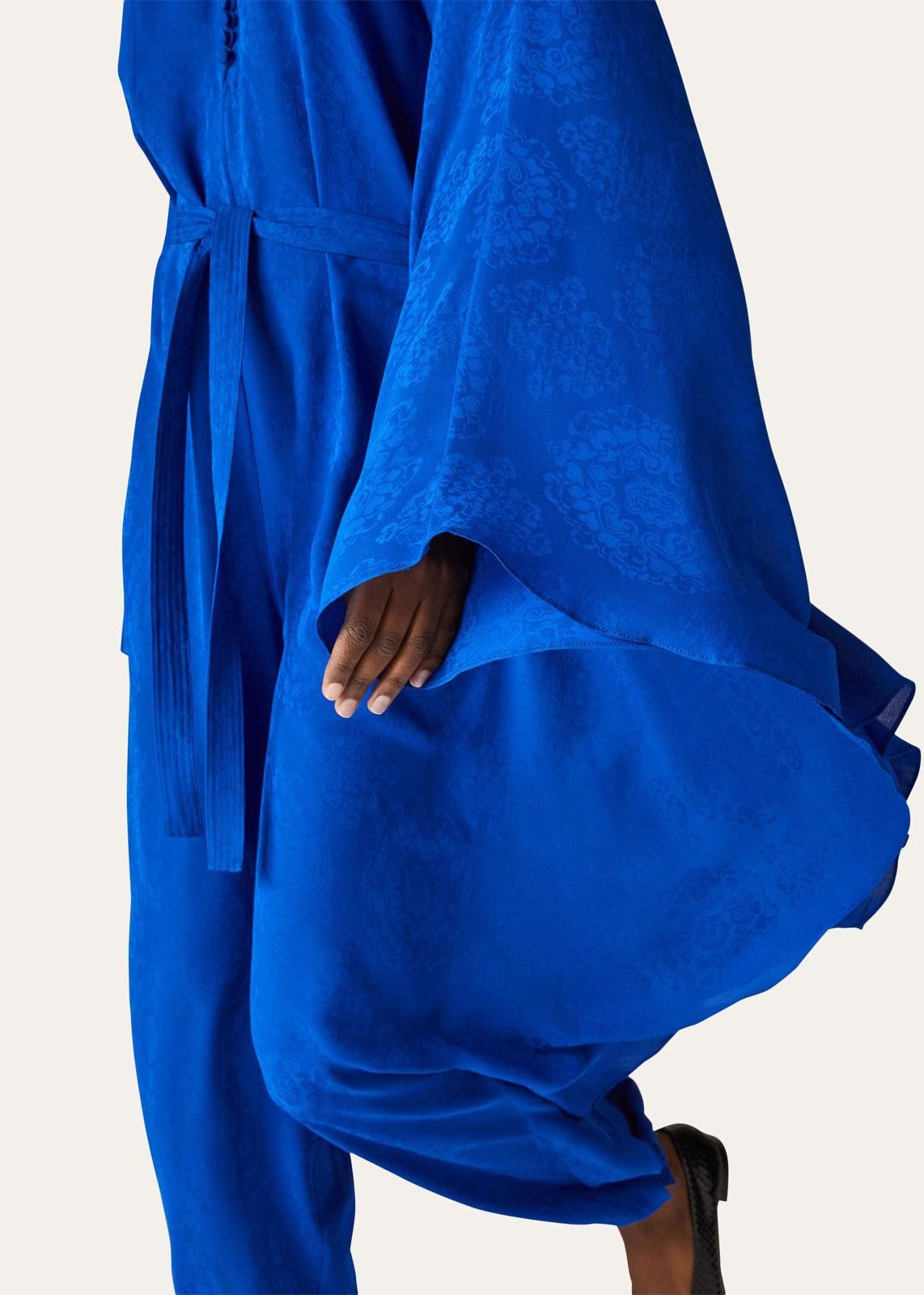 Loro Piana o1srvl11e1124 Relaxed Cut Jacquard Jumpsuit in Blue Size 26" / US 2 / IT 38 - 4 Thumbnail
