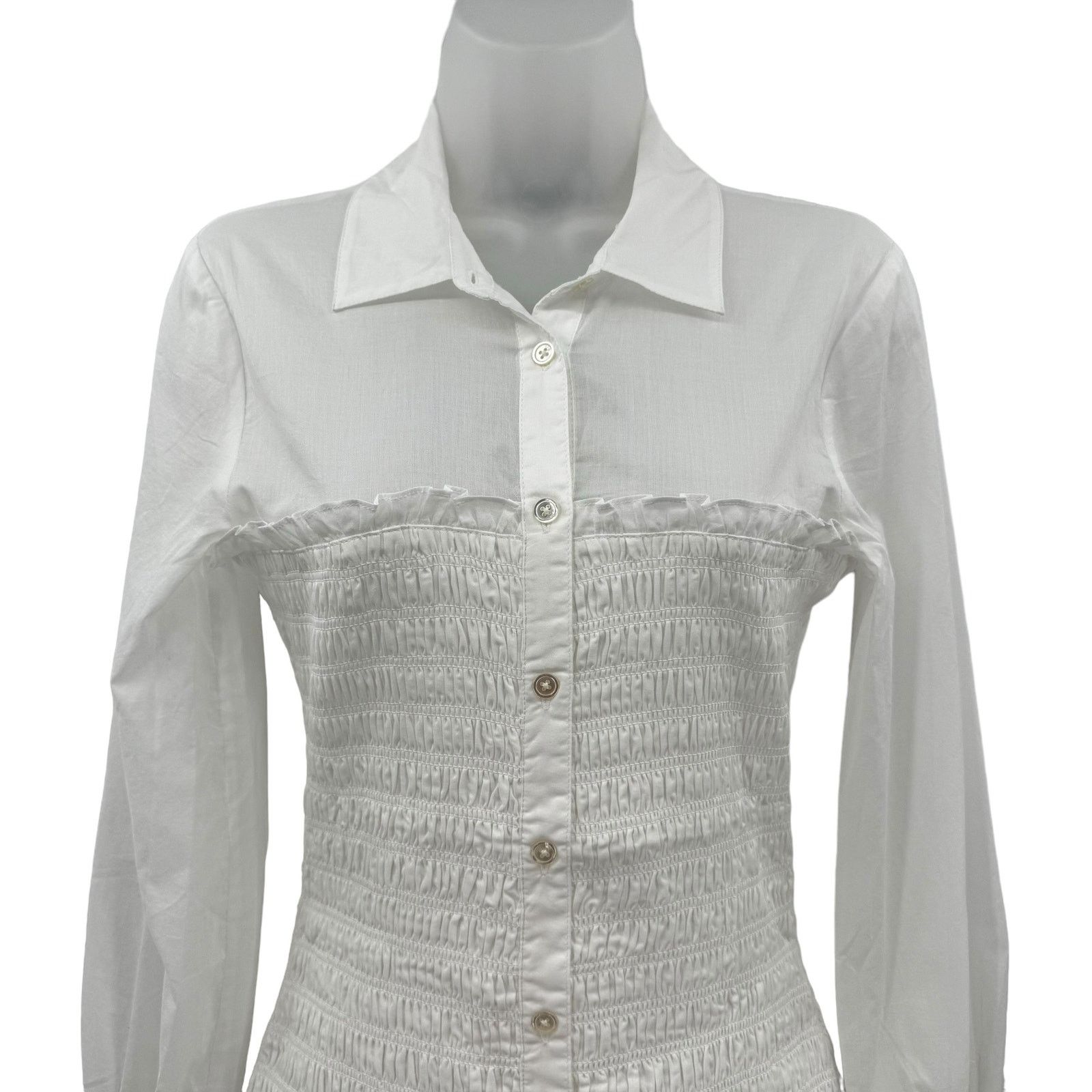 Veronica Beard Veronica Beard Kelsey Smocked Cotton Shirt Dress Size 2 NWT Size XS / US 0-2 / IT 36-38 - 5 Thumbnail