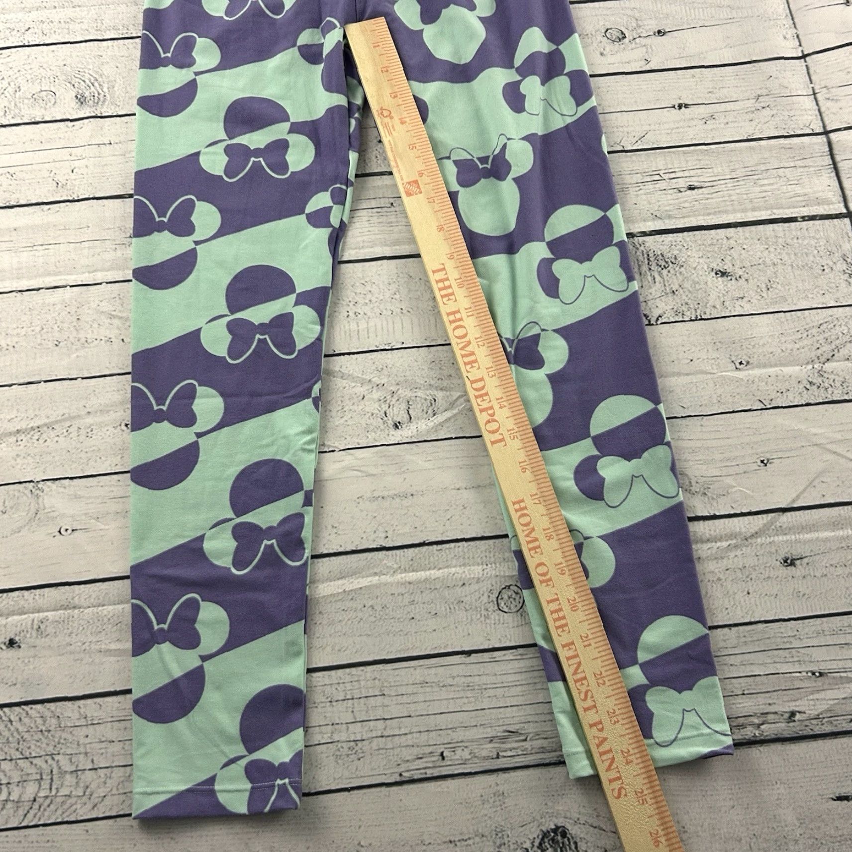 Vintage LuLaRoe Disney Minnie Mouse Leggings Women's One Size Teal Purple Legging Minnie Mouse Womens One Size Purple Disney LuLaRoe Size 42" / US 20 - 2 Thumbnail