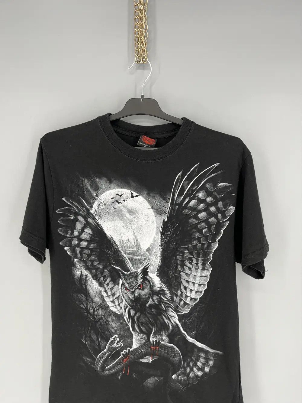 Vintage Vintage Y2K Bloody Owl T-shirt Spiral Tee Black Vintage Rock Size US L / EU 52-54 / 3 - 6 Thumbnail