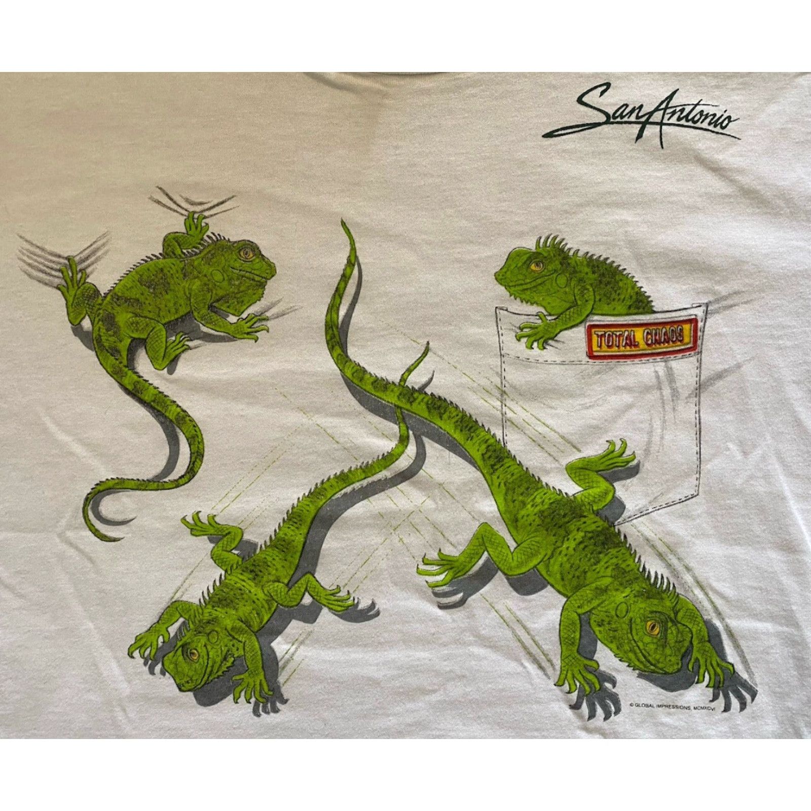 Fruit Of The Loom VINTAGE Fruit Of The Loom Single Stitch T Shirt Men’s L San Antonio Total Chaos Shirt Mens L White 90s USA Classic Animals Hipster Tot al Chaos Size US L / EU 52-54 / 3 - 2 Thumbnail