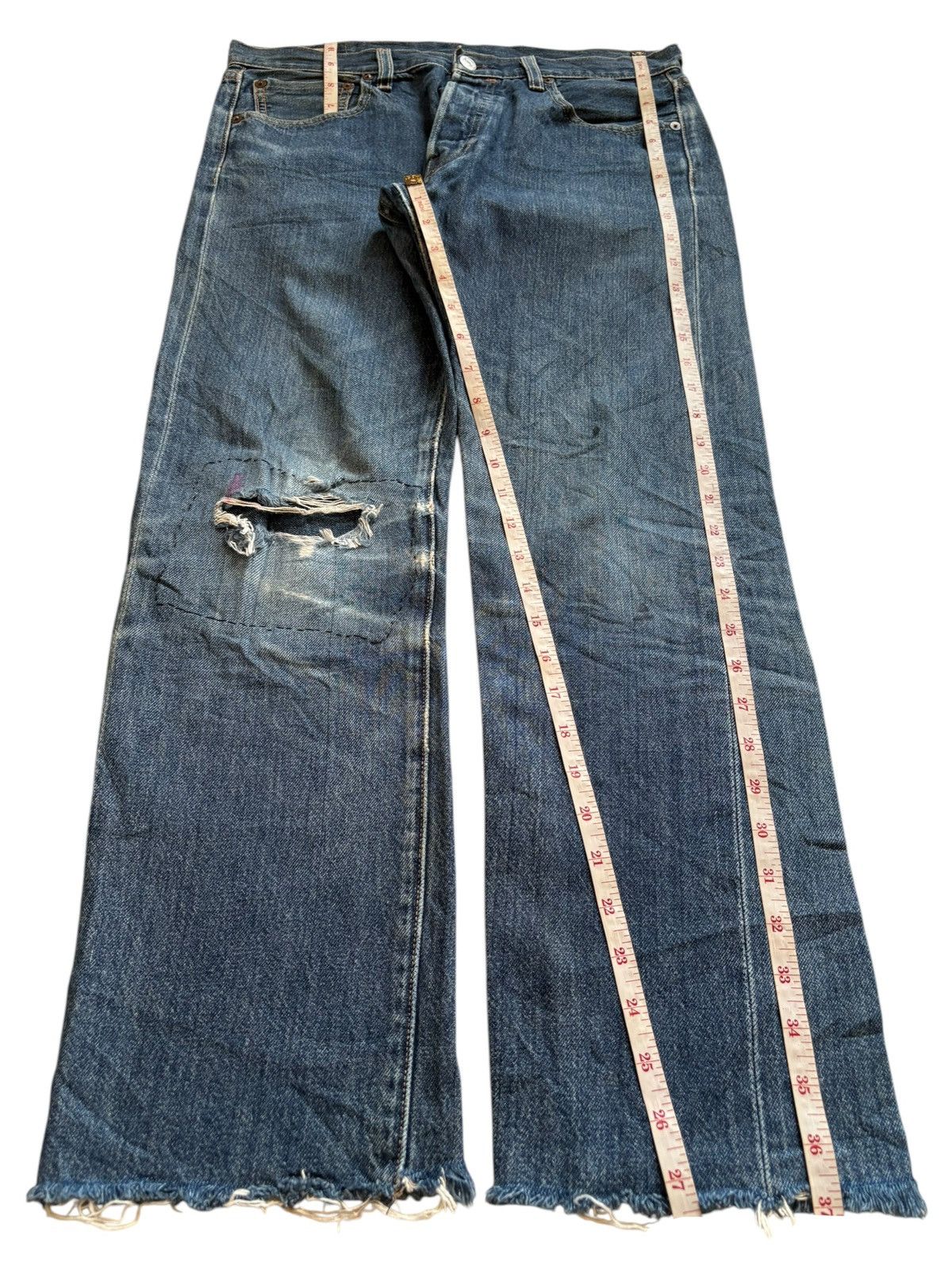 Levi's Vintage Levis 501 Selvedge Patch Ripped Jeans Size US 32 / EU 48 - 13 Thumbnail
