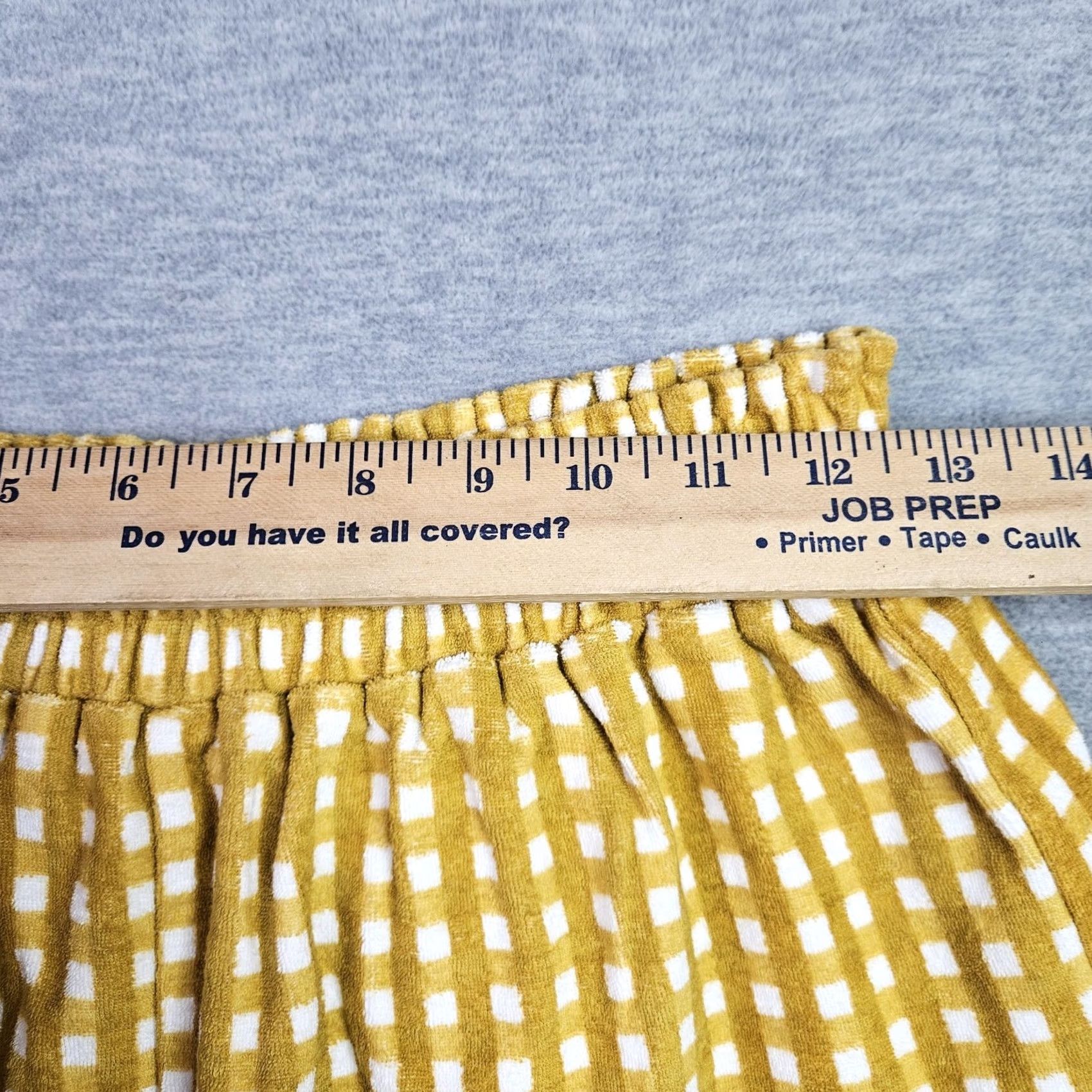 Vintage FAITHFULL THE BRAND Gingham Yellow White Terry Shorts Women's Elastic Waist Sz S Size 28" / US 6 / IT 42 - 4 Thumbnail