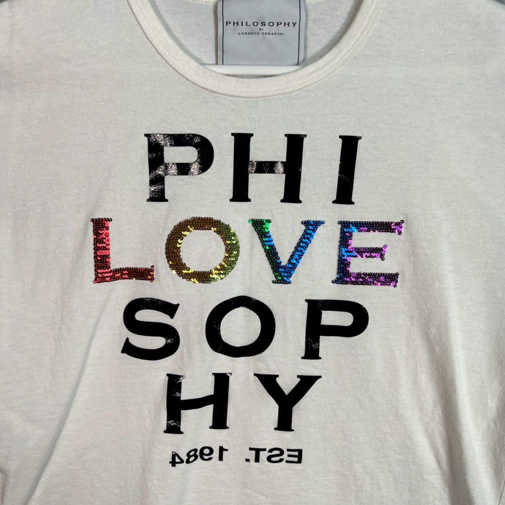 Philosophy di Lorenzo Serafini VINTAGE Philosophy di Lorenzo Serafini Women’s Medium White Graphic T-Shirt Size M / US 6-8 / IT 42-44 - 4 Thumbnail
