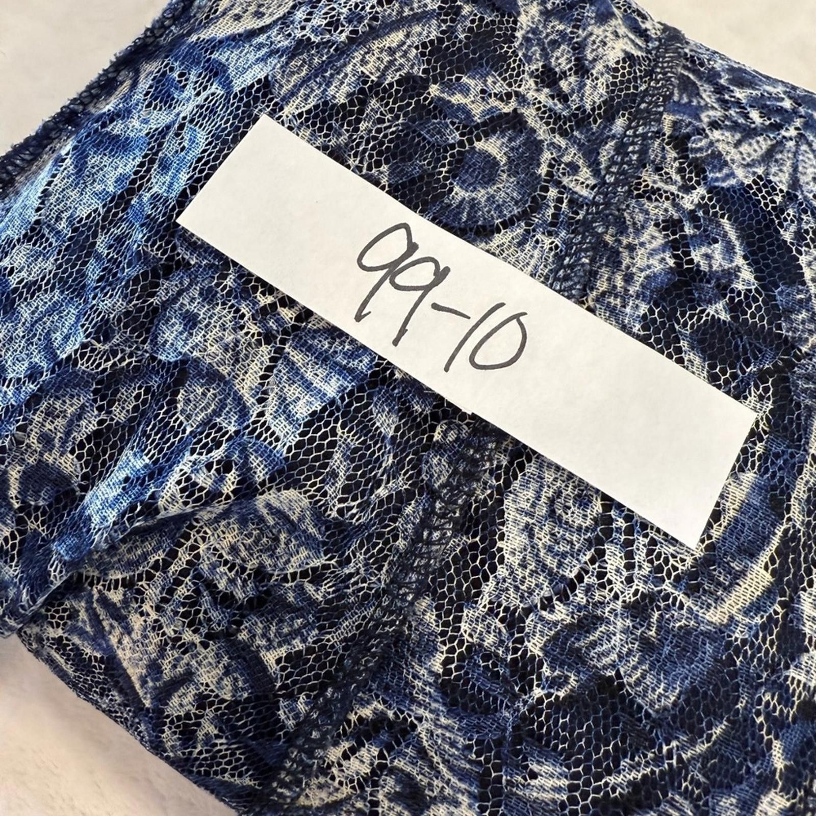 Other Lace blue floral mini skirt elastic pull on waist lined LG Size 36" / US 14 / IT 50 - 7 Thumbnail