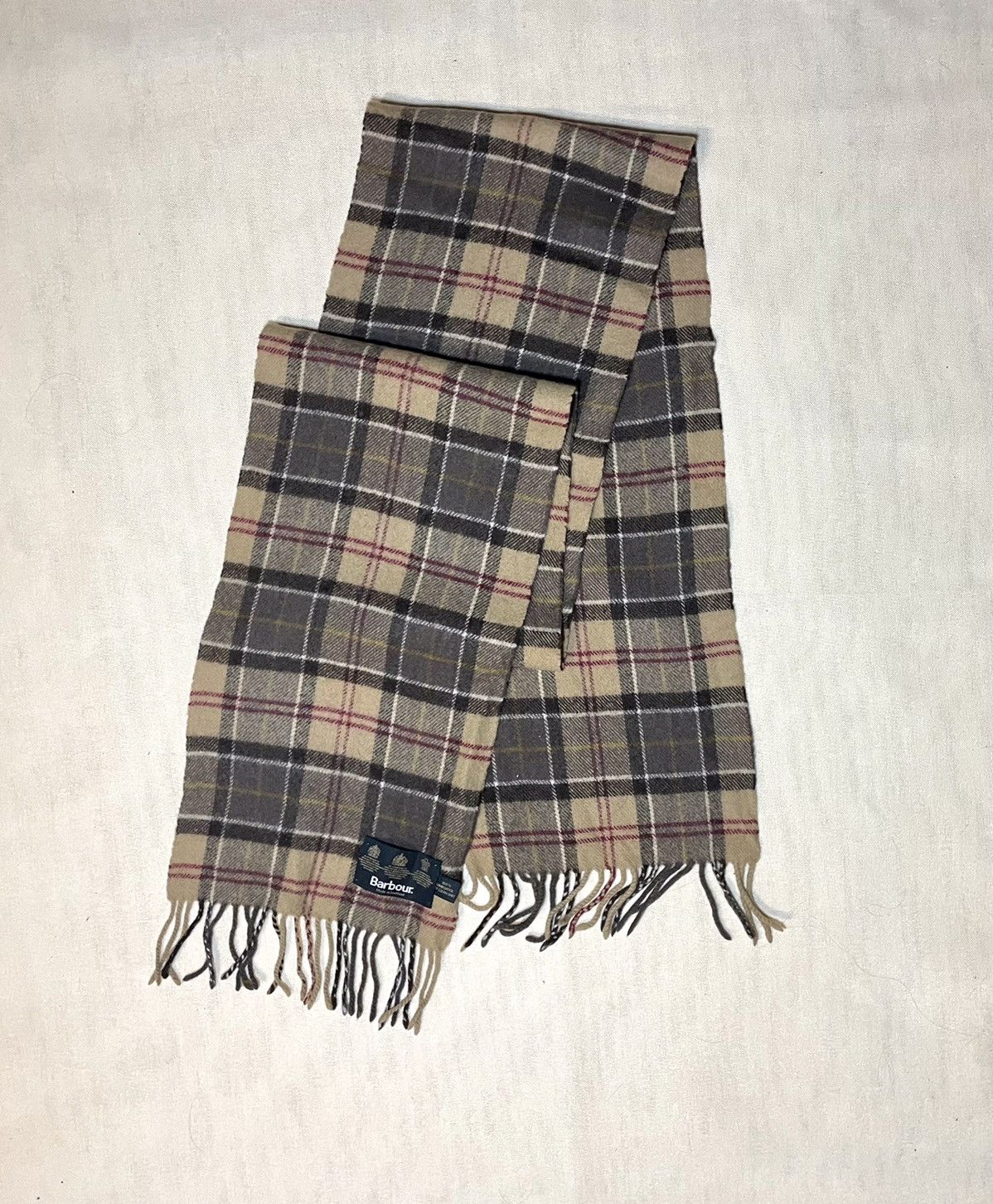 Barbour Barbour beige light brown tartan wool scarf Size ONE SIZE - 5 Thumbnail
