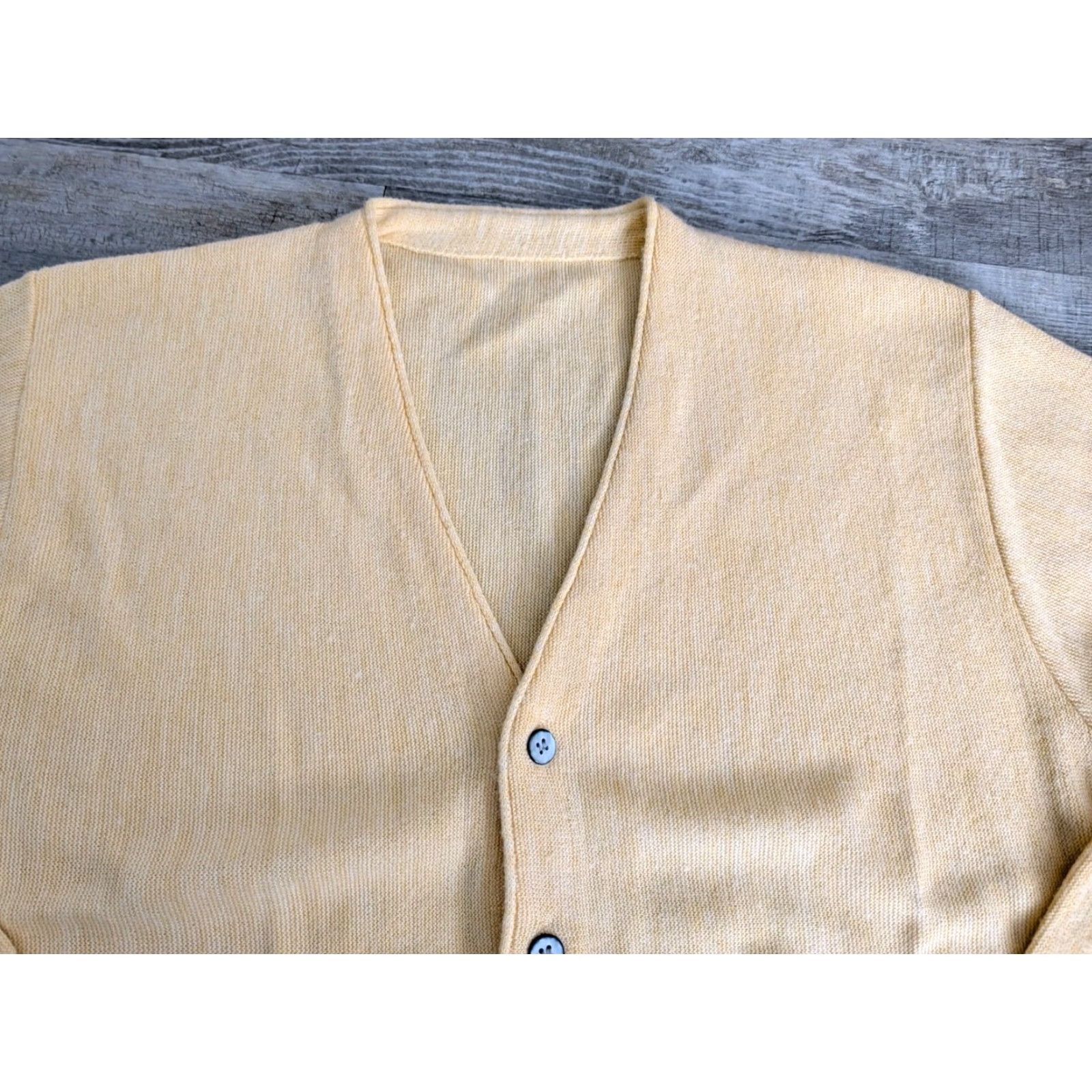 Buttero VINTAGE 60's Mens Cardigan Sweater Butter Yellow Kurt Cobain Style M/L EUC Cardigan Sweater Mens Yellow Kurt Cobain 60s Grunge Vintage Size US M / EU 48-50 / 2 - 2 Thumbnail