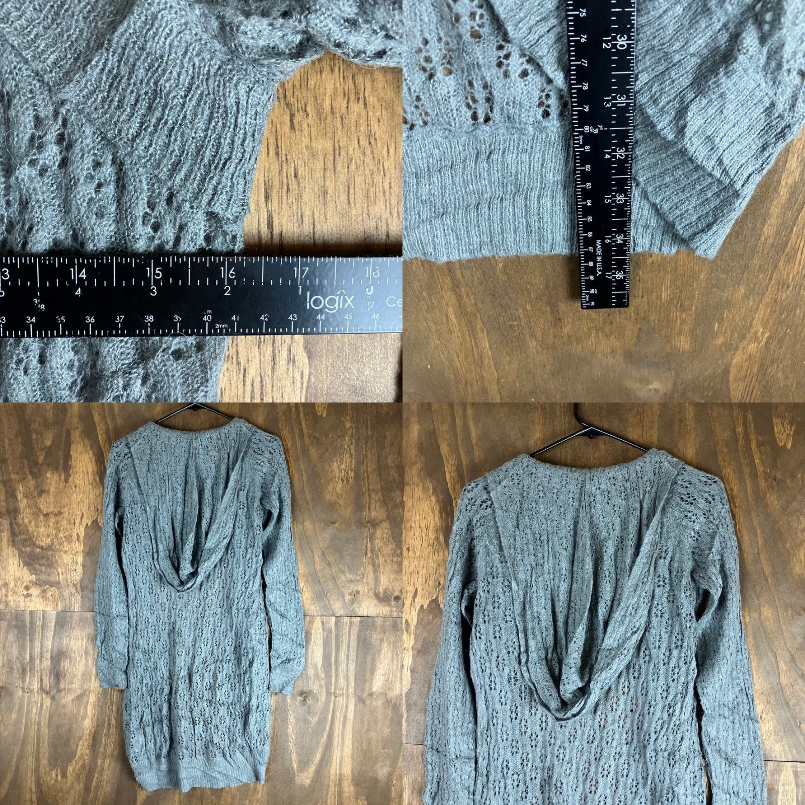 Oakley Oakley Womens Sweater Gray Hooded Open Knit Cardigan Alpaca Wool Blend XS Cardigan Women Open Hooded Knit Solid Casual Workwear Modern Size XS / US 0-2 / IT 36-38 - 8 Thumbnail