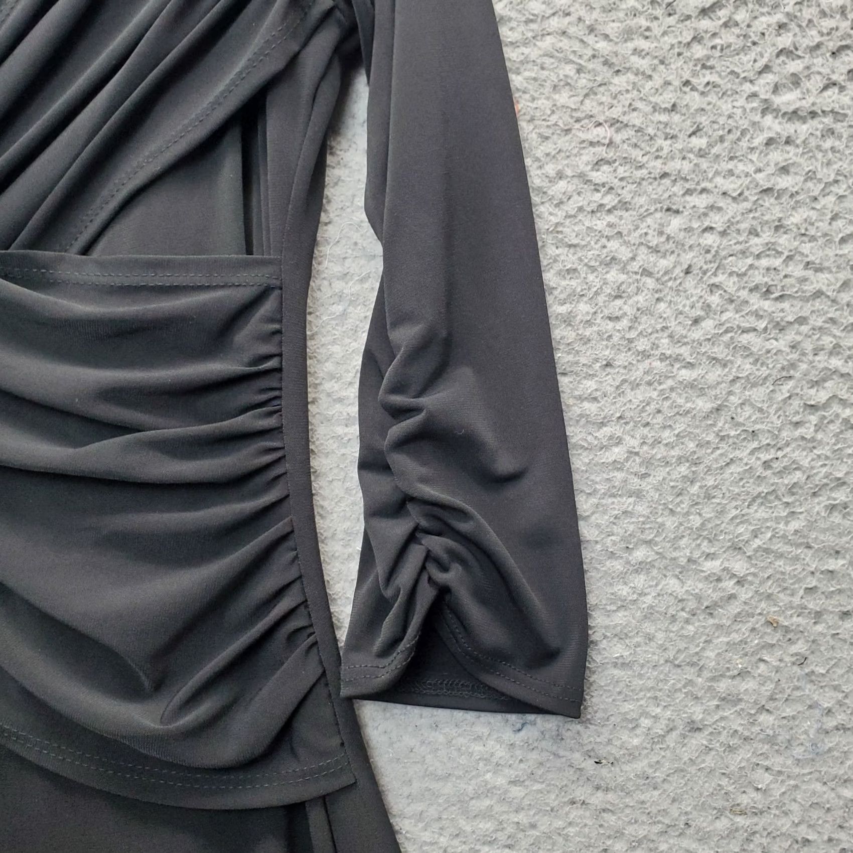 Vintage B-Slim Womens Size S Black 3/4 Sleeve Faux Wrap V-Neck Shapewear Dress - White? Size S / US 4 / IT 40 - 5 Thumbnail