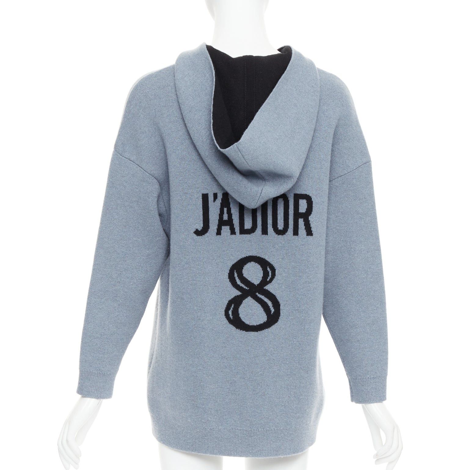 Dior CHRISTIAN DIOR J'adior 8 dusty blue cashmere blend dropped sleeves hoodie FR34 XS Size XS / US 0-2 / IT 36-38 - 1 Thumbnail