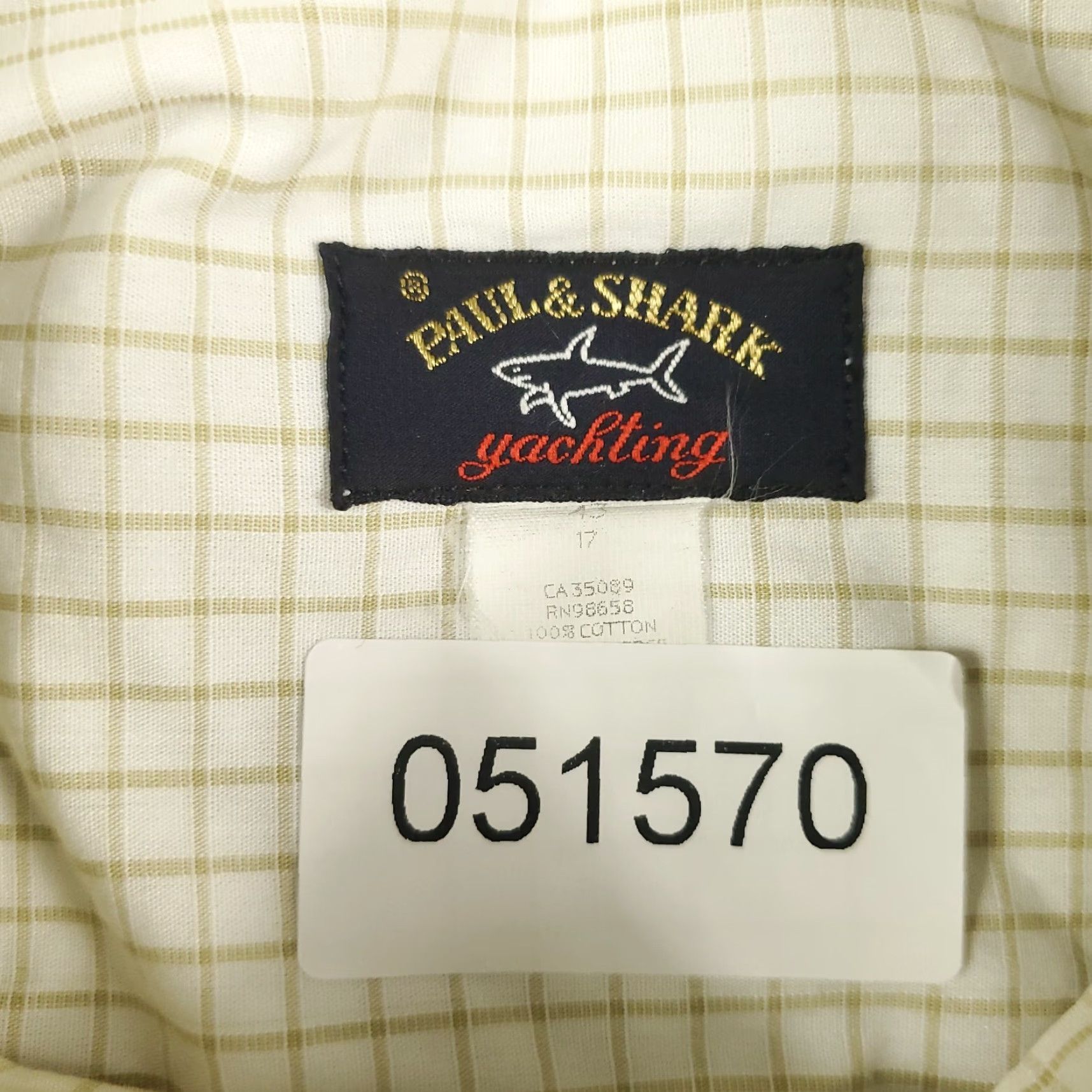 Paul & Shark VINTAGE Paul Smith Dress Shirt Mens Size 17 Long Sleeve Check Beige Cotton Business Casual Formal Size 46R - 7 Thumbnail