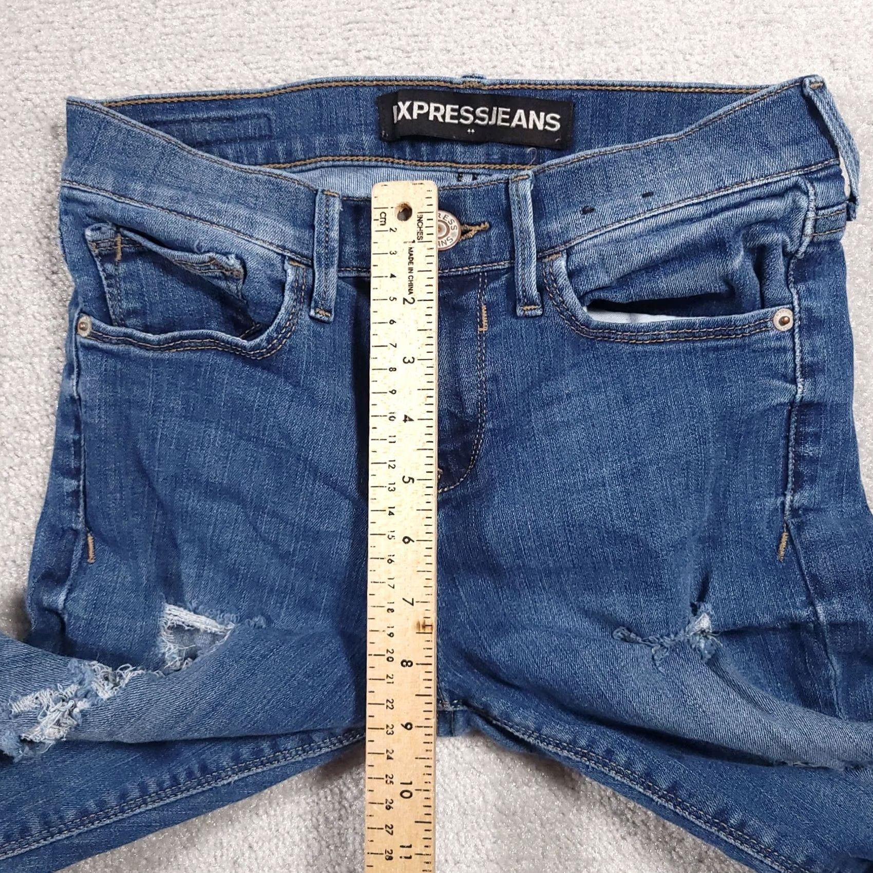 Express VINTAGE Express Jeans Skinny Ankle Mid Rise Destroyed Women's 2S Short Stretch Denim Size 26" / US 2 / IT 38 - 6 Thumbnail